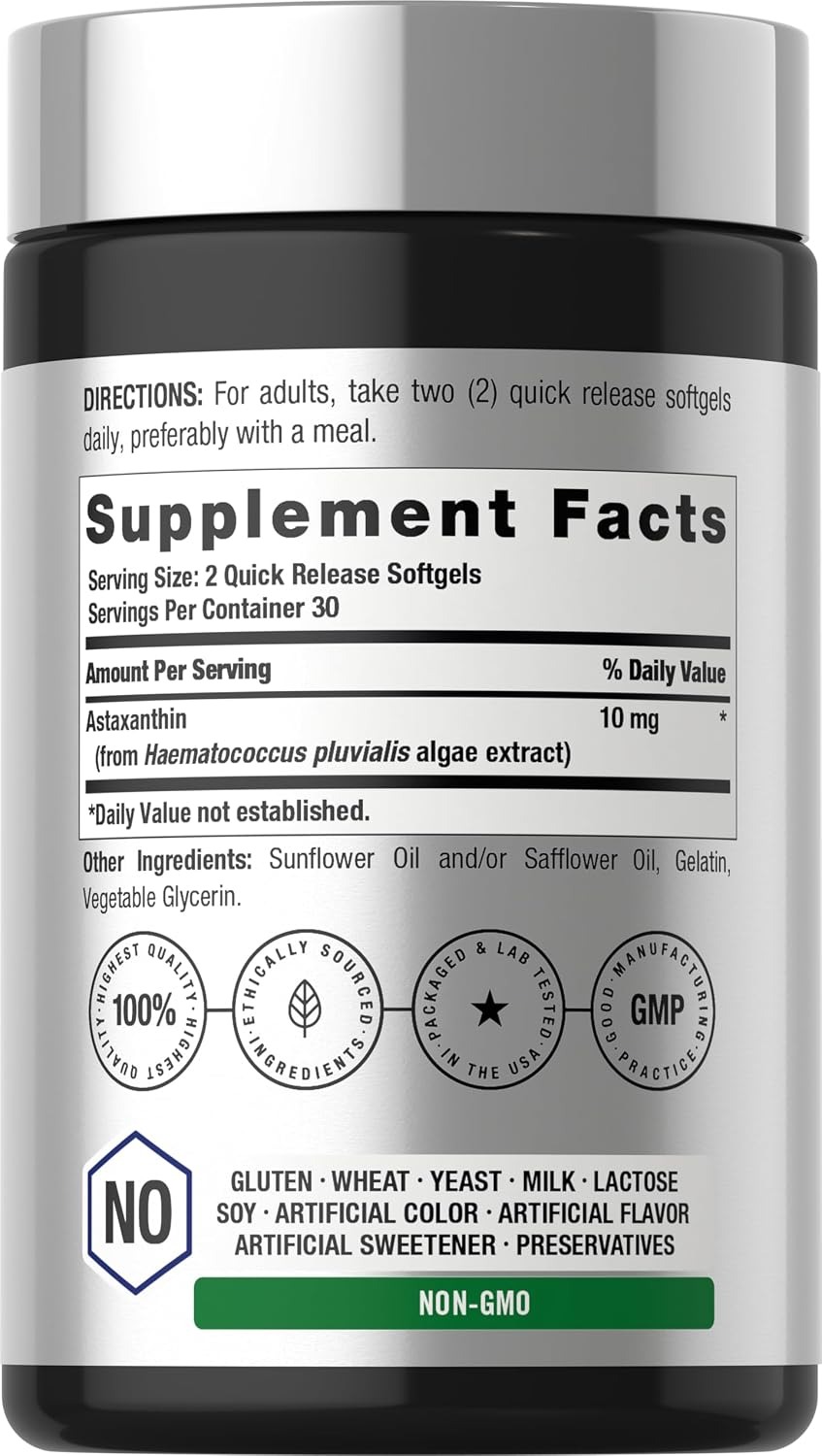 Horbäach Astaxanthin 10mg Wellness Supplement 60 Count thumbnail 2