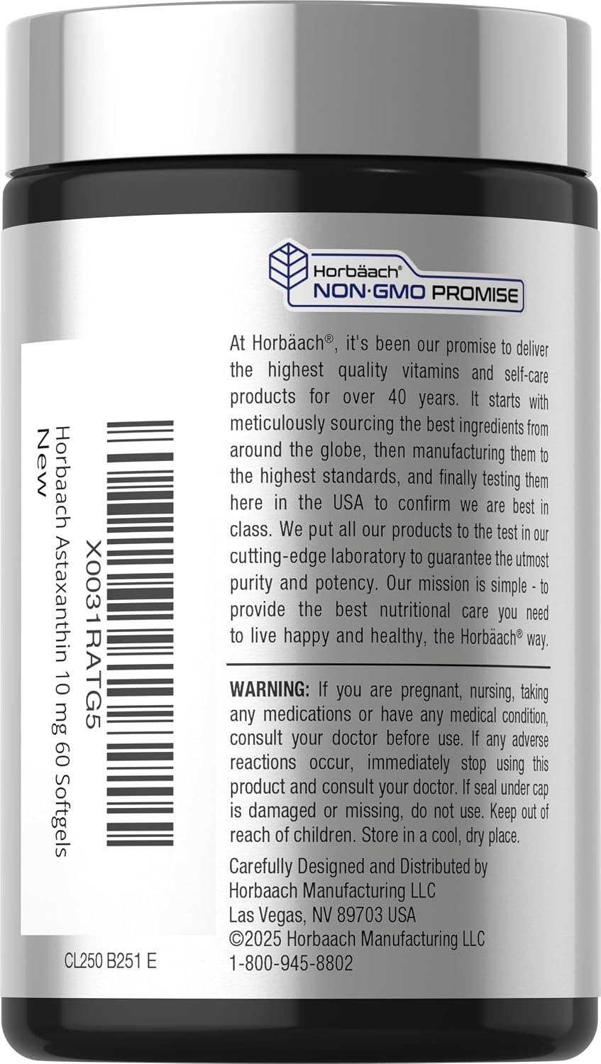 Horbäach Astaxanthin 10mg Wellness Supplement 60 Count thumbnail 3