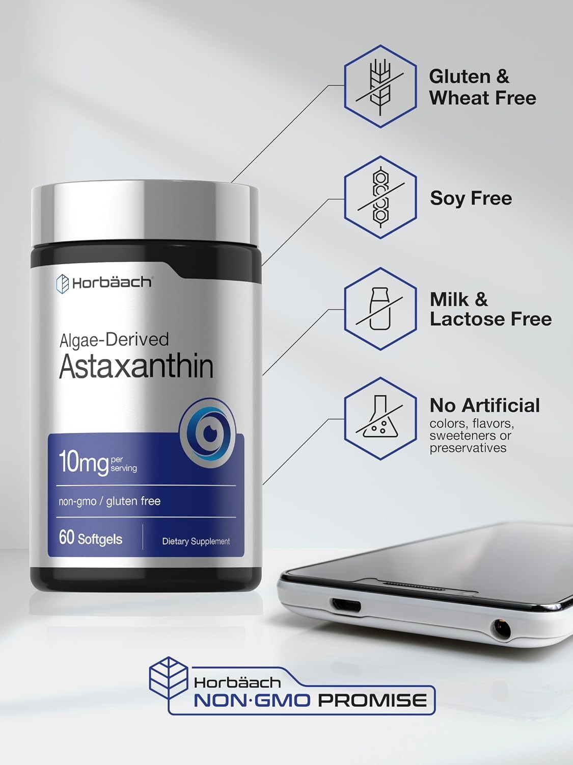 Horbäach Astaxanthin 10mg Wellness Supplement 60 Count thumbnail 4