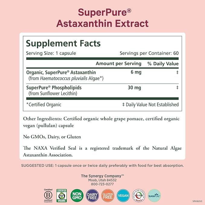 PURE SYNERGY SuperPure Astaxanthin 60 Capsule Supplement thumbnail 3