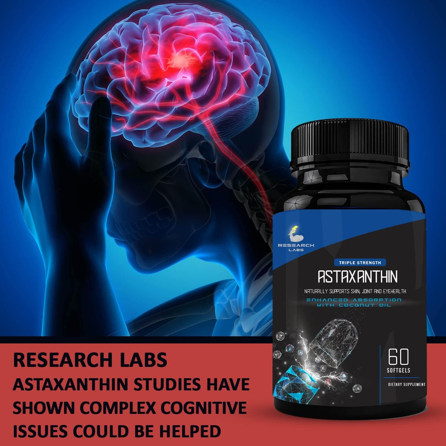 Research Labs Triple Strength Natural Astaxanthin 12mg 120 Softgels thumbnail 5
