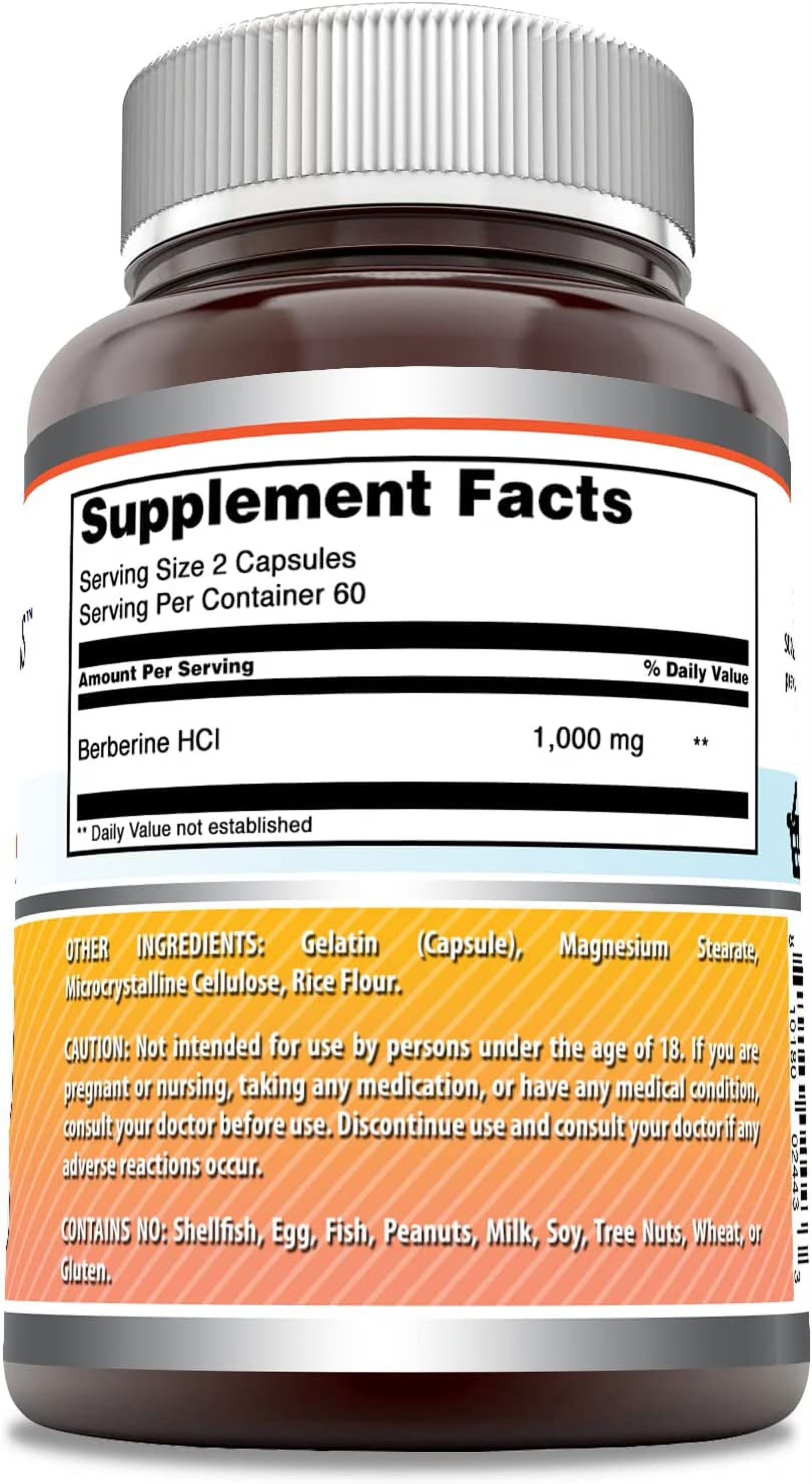 Amazing Formulas Berberine 1000mg 250 Capsules | Non-GMO & Gluten-Free thumbnail 2