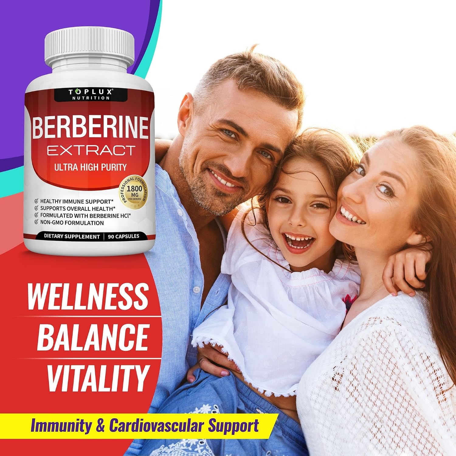 Toplux Berberine 1800mg HCL 97% High Purity Premium Supplement thumbnail 4