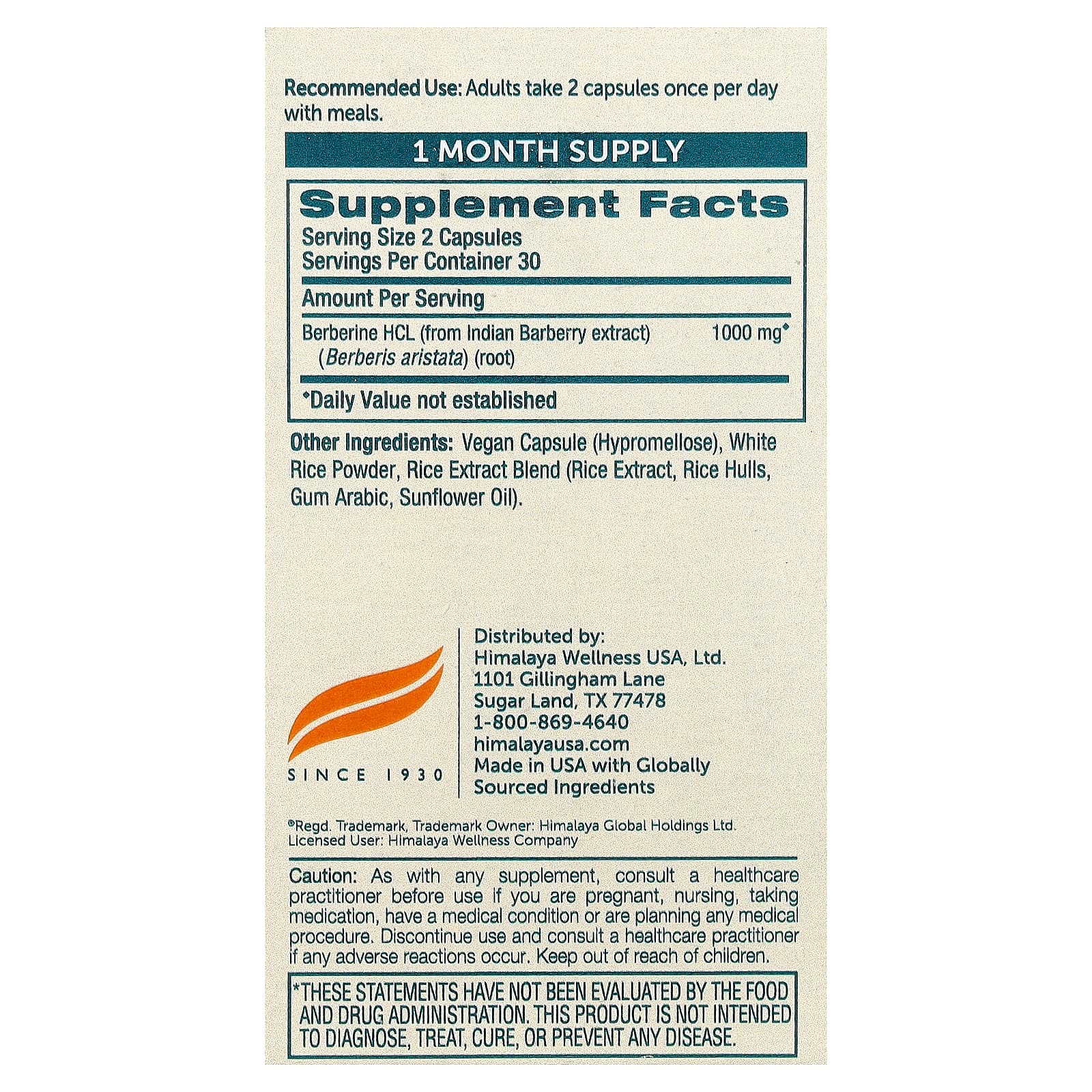 Himalaya Berberine 500mg Per Capsule | Vegan Dietary Supplement thumbnail 3