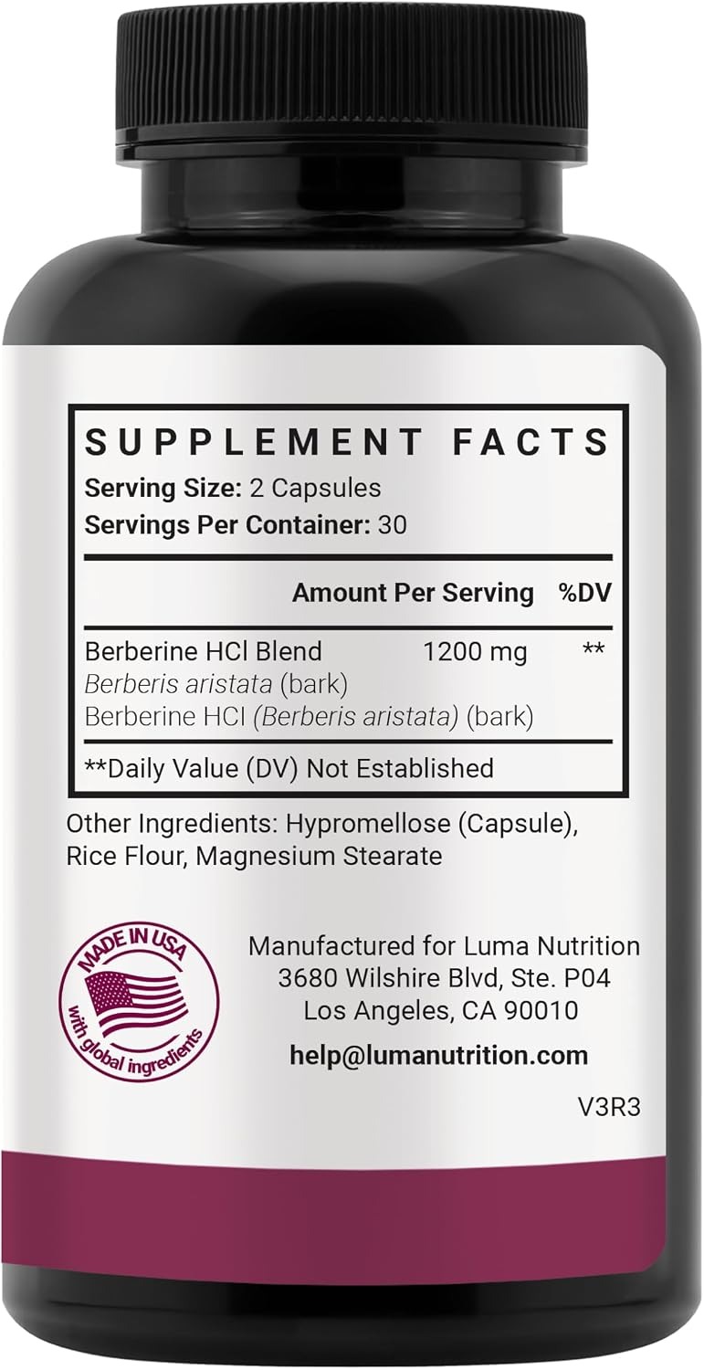 Luma Nutrition Berberine 1200mg | Pure Berberine Supplement thumbnail 7