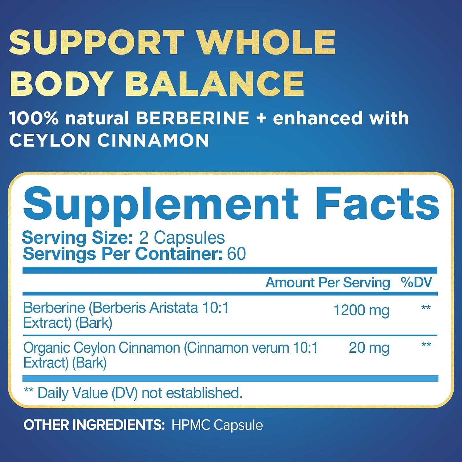 Nutrivein Premium Berberine HCL 1200mg | 120 Capsules thumbnail 2