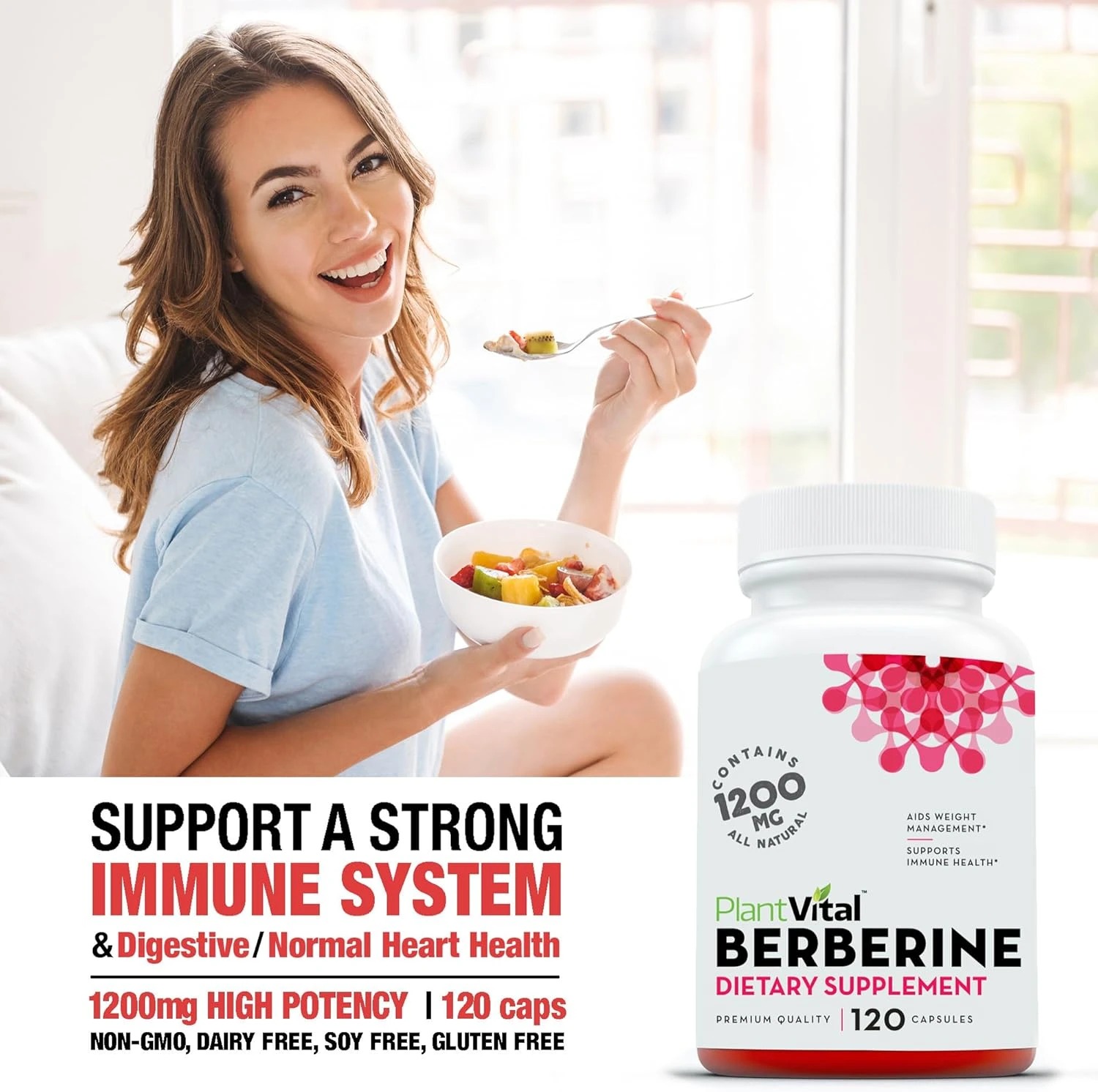 Plantvital Organic Berberine 1200mg | Non-GMO Vegan Supplement | 240 Count thumbnail 3