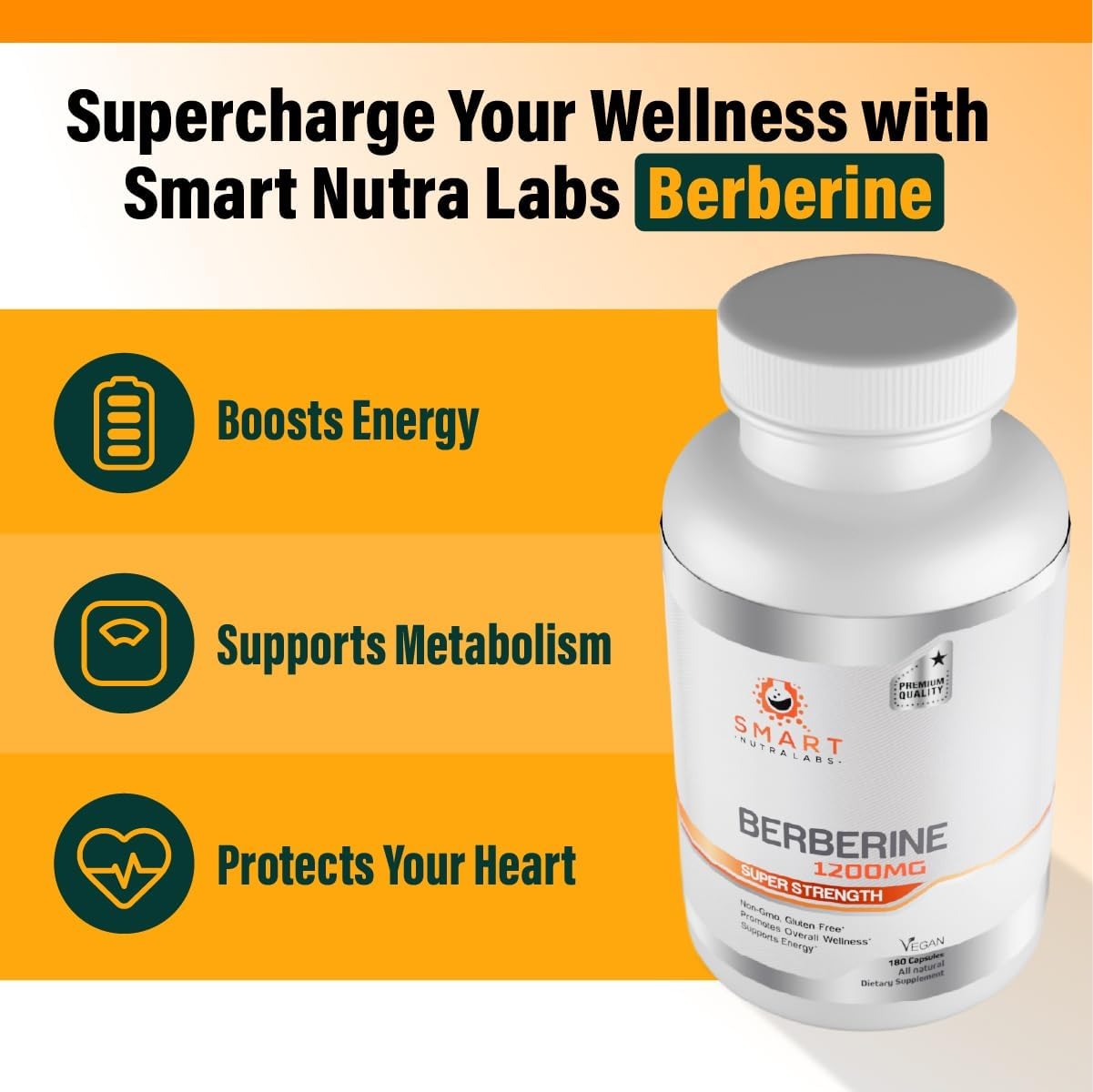 Smart Nutra Labs Pure Berberine HCL 1200mg | 180 Vegan Capsules thumbnail 3