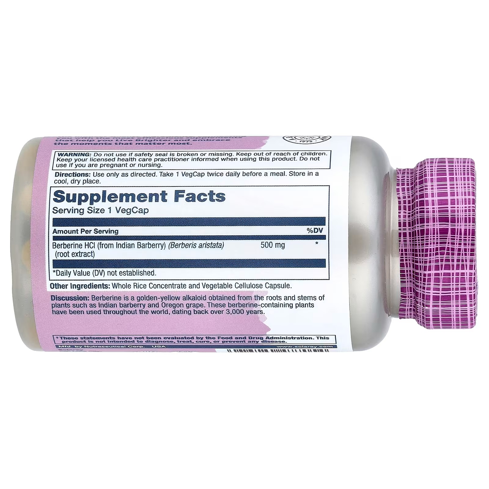 Solaray Vital Extracts Berberine 500mg | 60 VegCaps thumbnail 3
