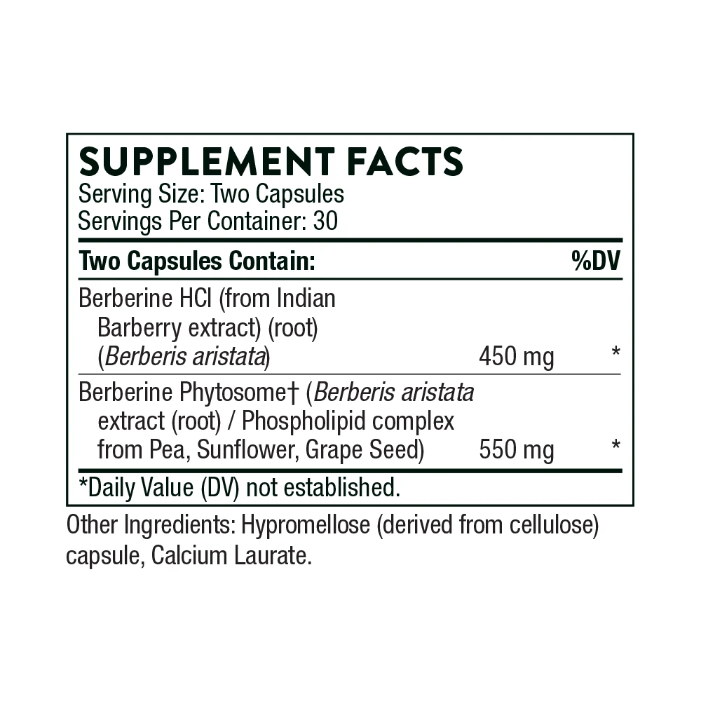 Thorne Berberine 1000mg per Serving | 60 Capsules | 30 Servings thumbnail 2