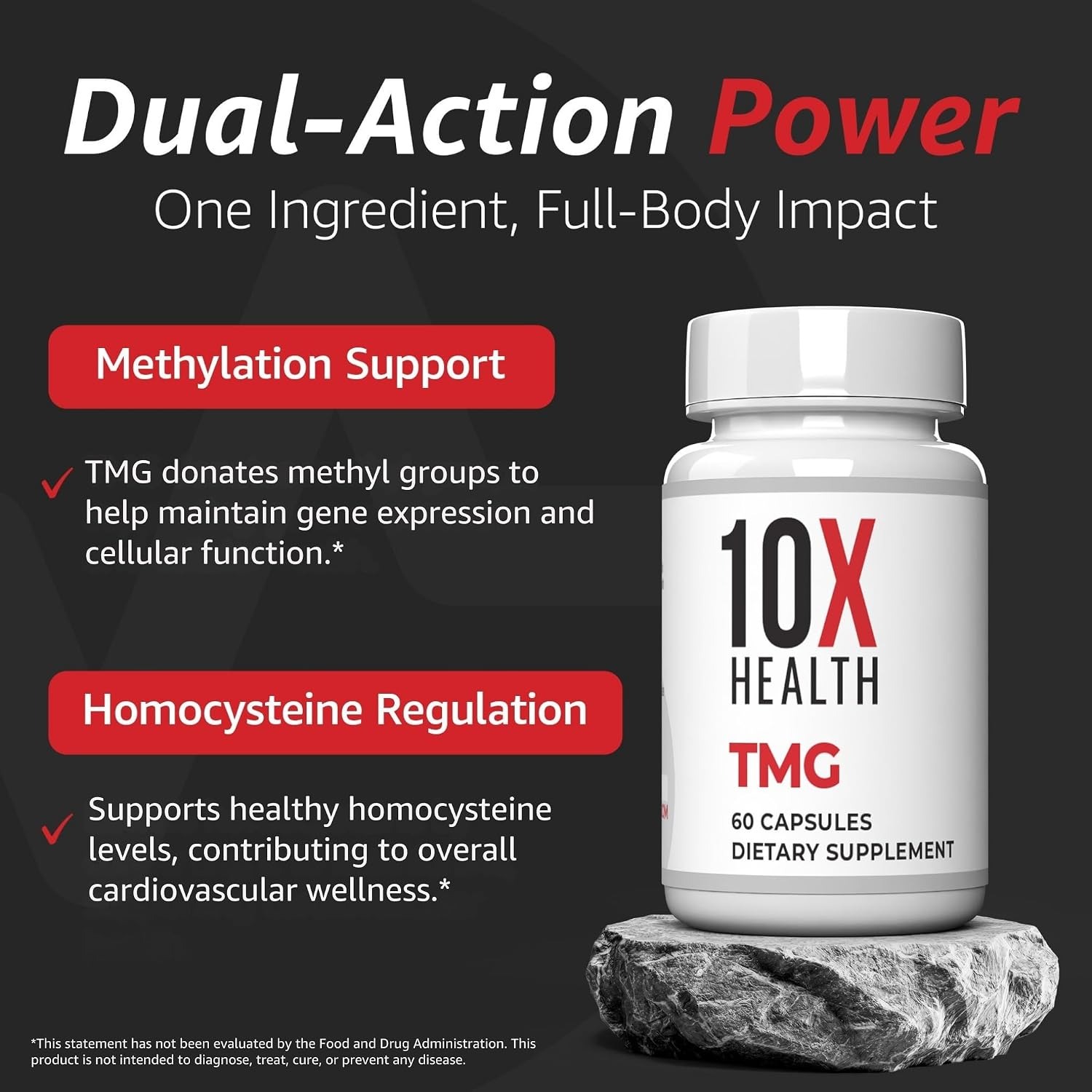 10X Health TMG Supplement | Betaine Anhydrous 60 Capsules thumbnail 3