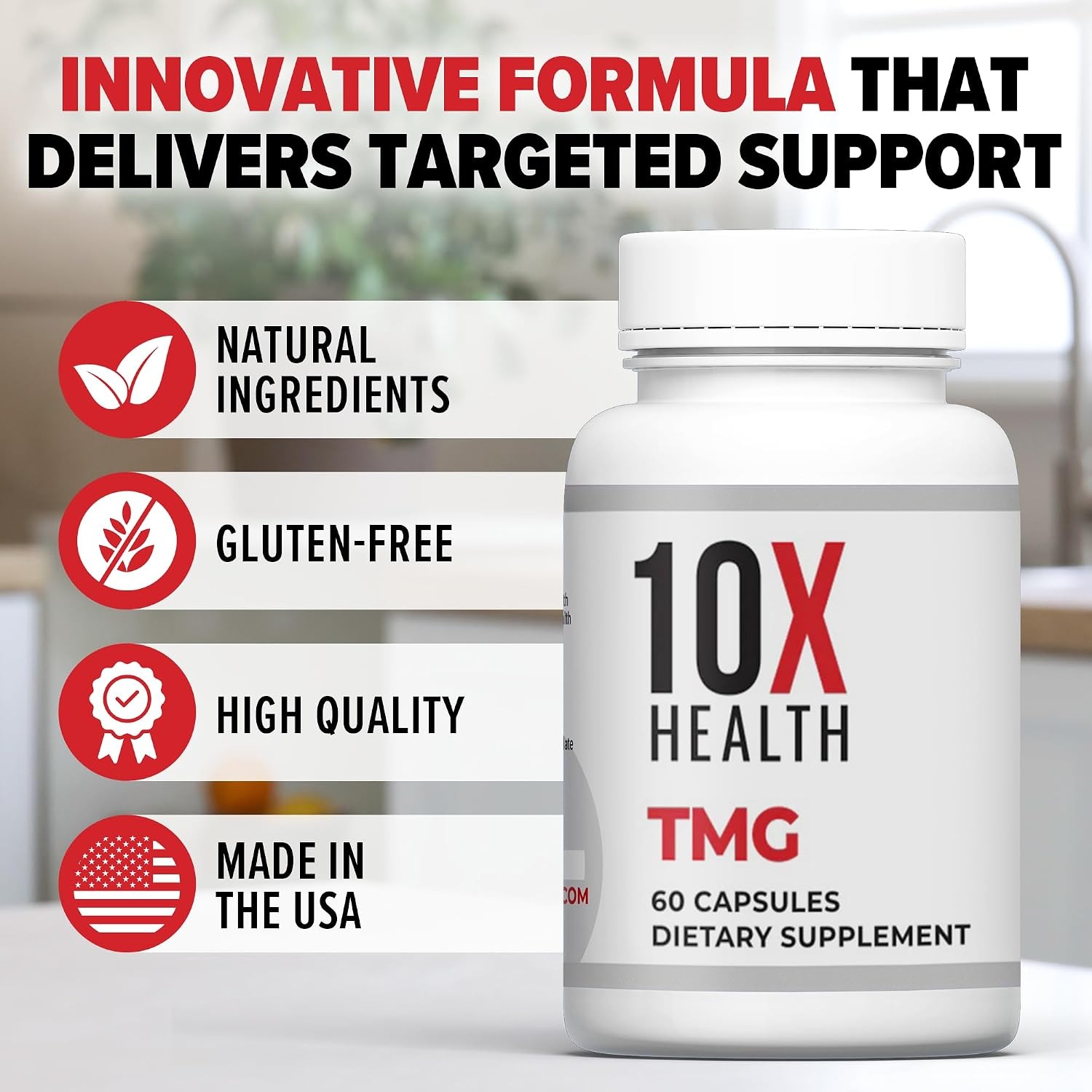 10X Health TMG Supplement | Betaine Anhydrous 60 Capsules thumbnail 6