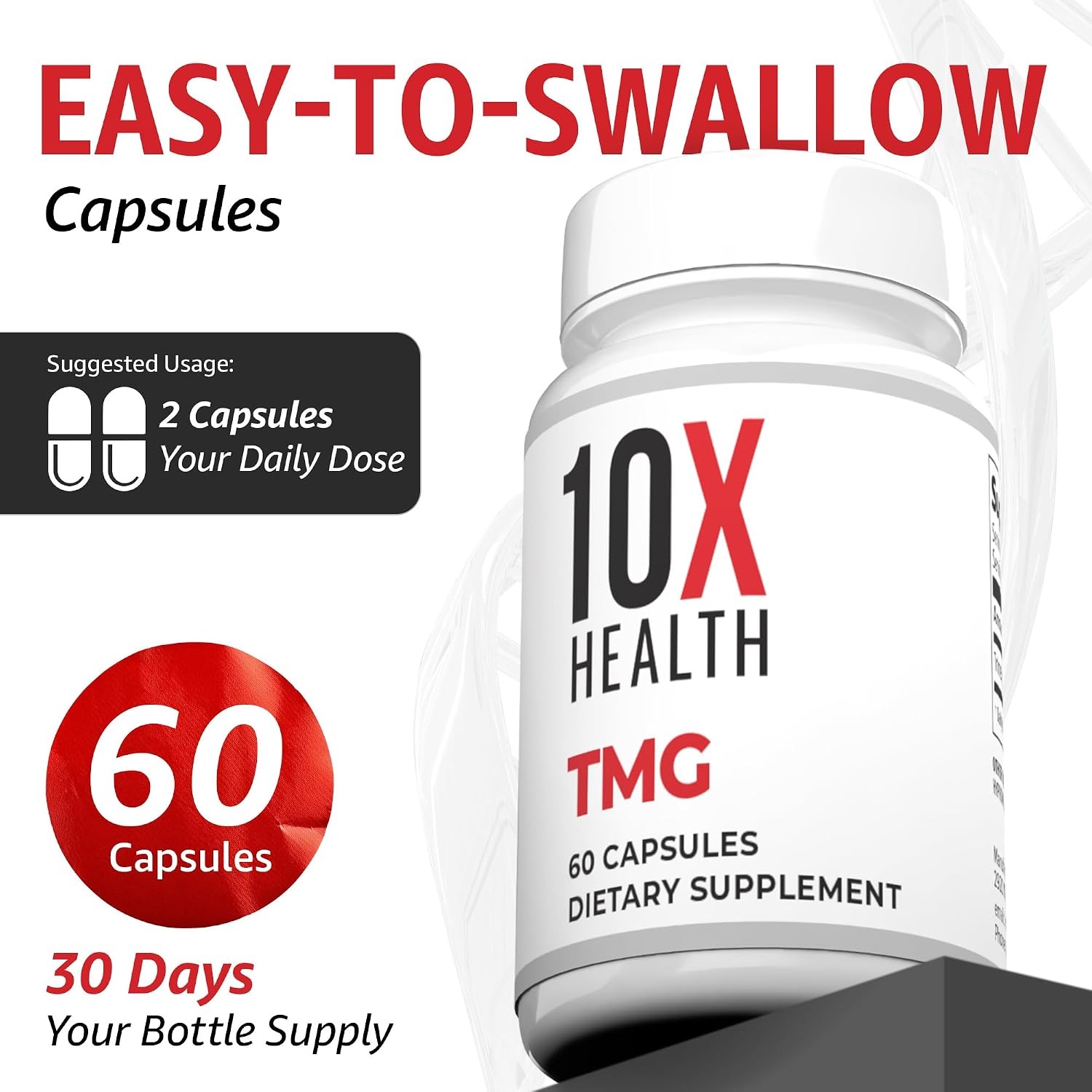 10X Health TMG Supplement | Betaine Anhydrous 60 Capsules thumbnail 5