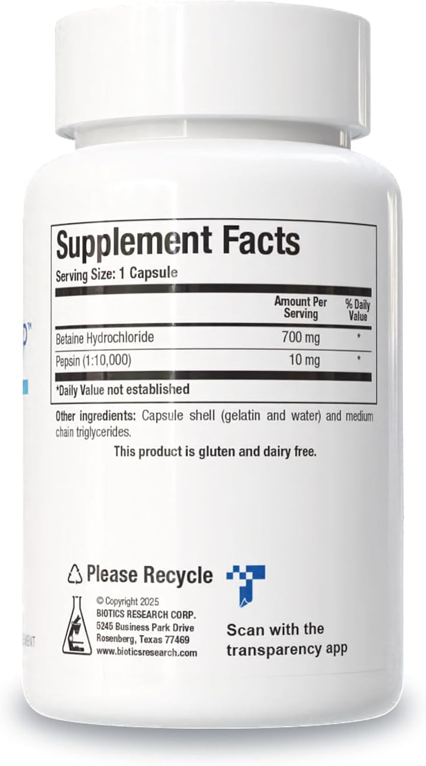 BIOTICS RESEARCH Betaine Plus HP HCL 700mg with Pepsin thumbnail 3
