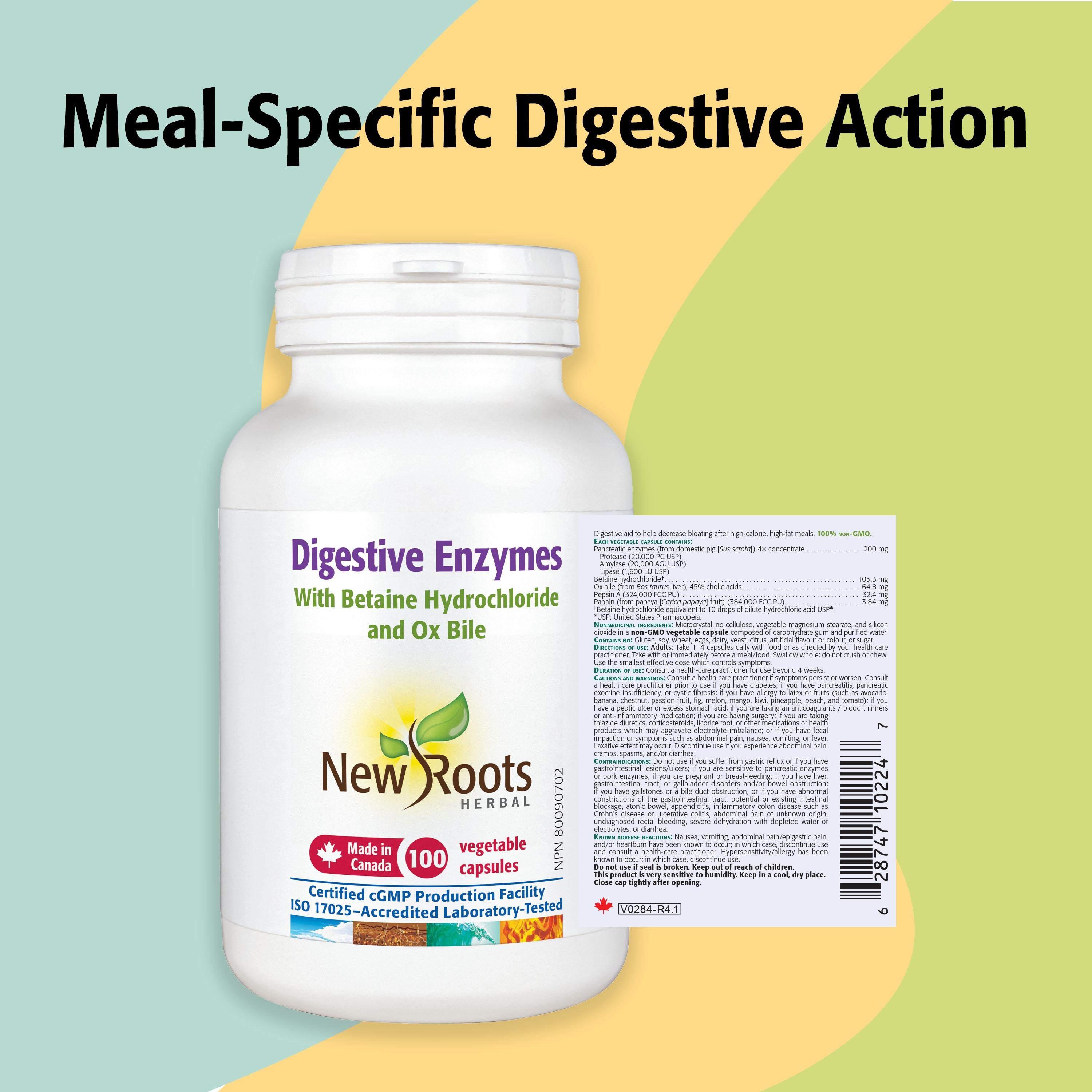 Digestive Enzymes with Ox Bile & Betaine HCl | Papain & Pepsin | 100 Capsules thumbnail 4