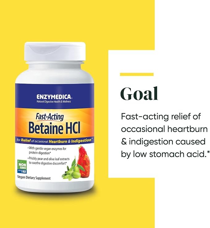 Enzymedica Betaine HCl for Men & Women | Indigestion Support | 120 Capsules thumbnail 9