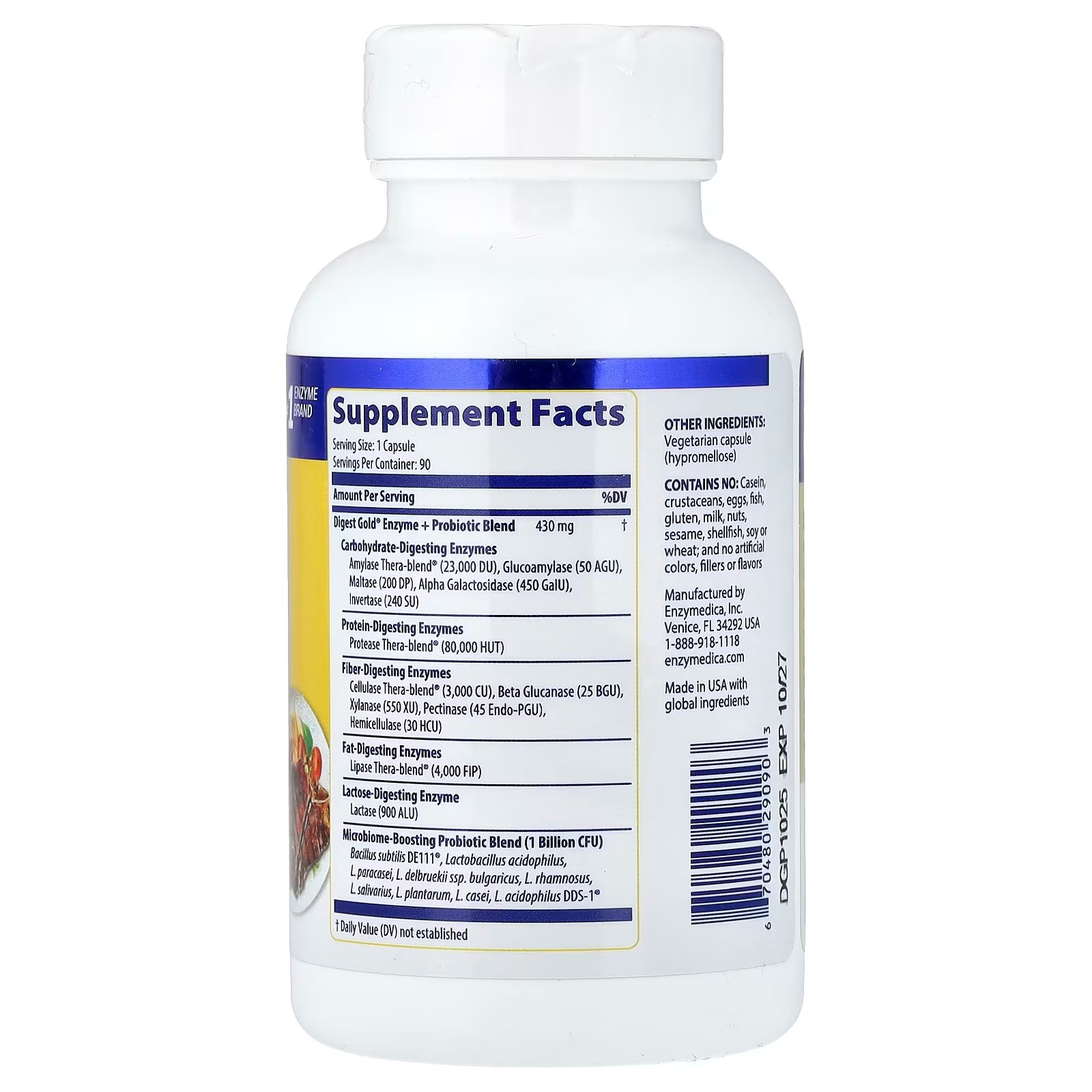 Enzymedica Digest Gold® + Probiotics | Advanced Digestive Enzyme Support | 90 Capsules thumbnail 3