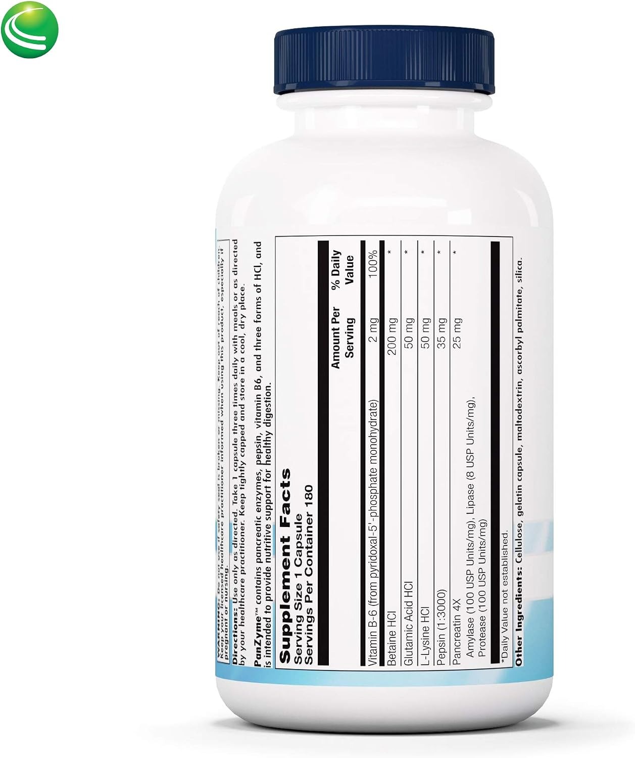 Nutra Biogenesis PanZyme Betaine HCL with Pepsin | Digestive Support | 180 Capsules thumbnail 2