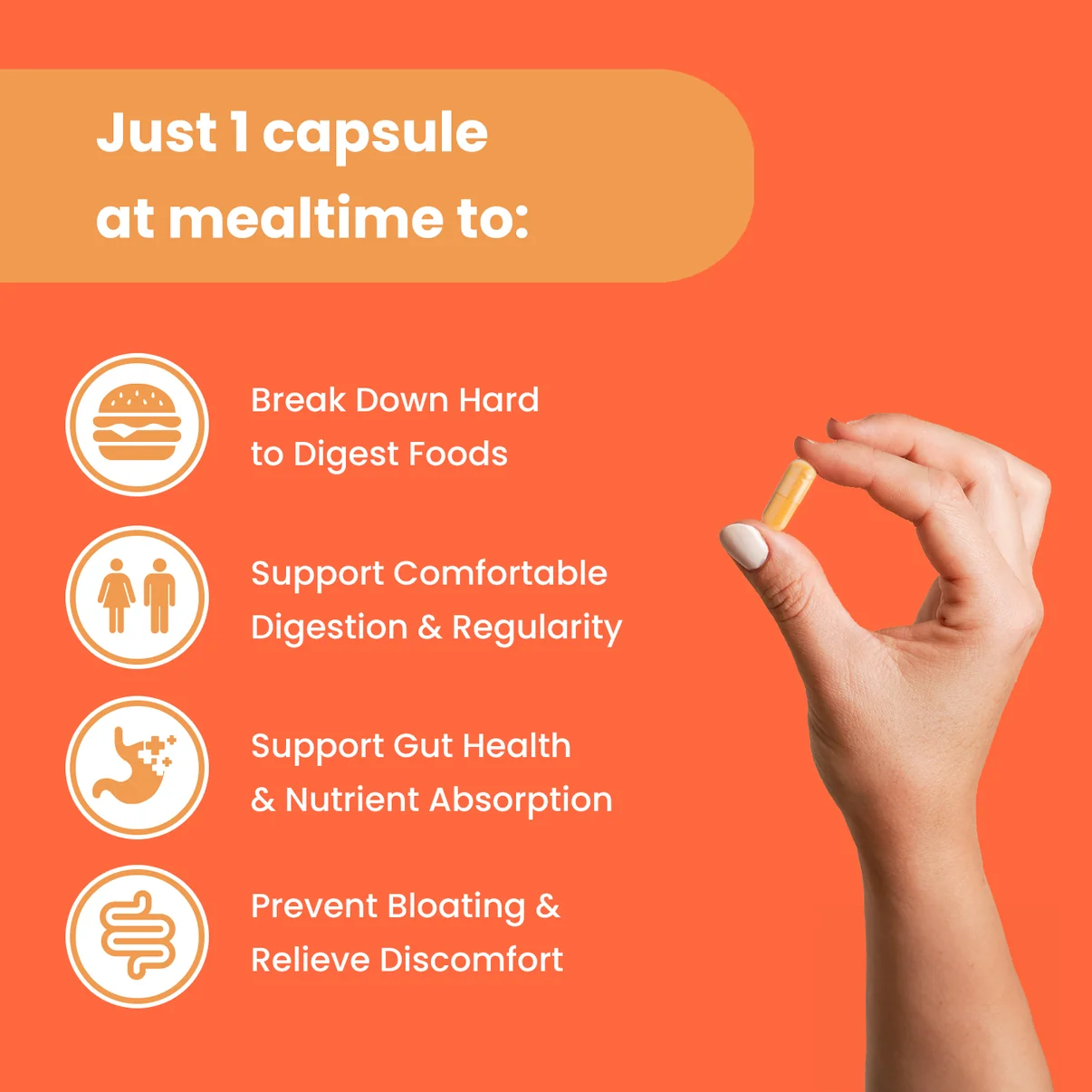 NutraChamps Digestive Enzymes with Prebiotics & Probiotics | 180 Vegan Capsules thumbnail 5