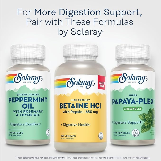 Solaray High Potency Betaine HCl with Pepsin | Digestive Support | 275 Veg Caps thumbnail 5