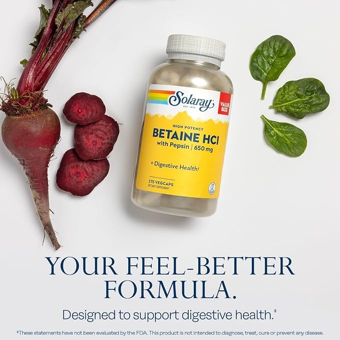 Solaray High Potency Betaine HCl with Pepsin | Digestive Support | 275 Veg Caps thumbnail 3