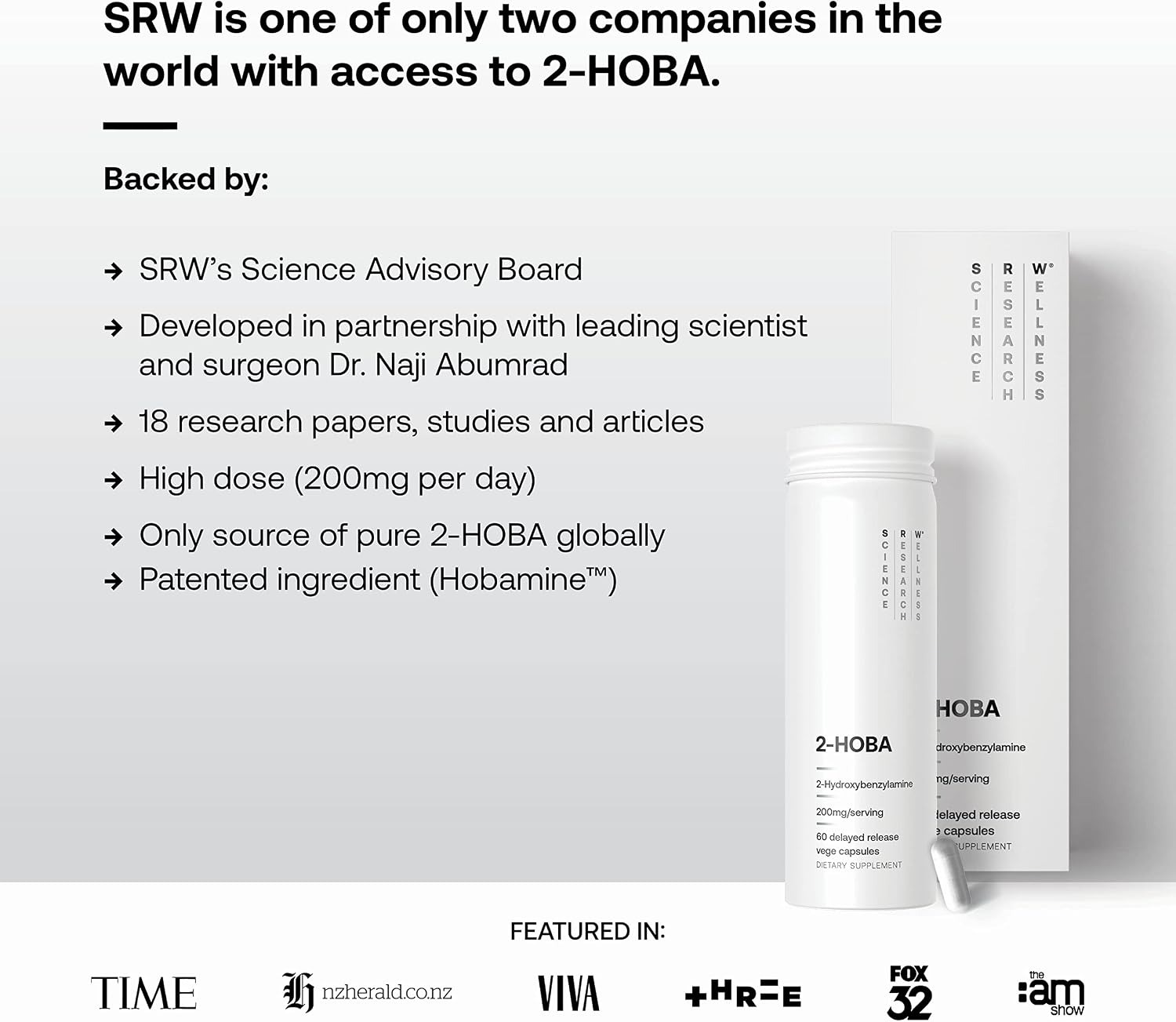 SRW Laboratories 2-HOBA 200mg | Healthy Aging & Brain Function Support | 60 Veg Capsules thumbnail 4