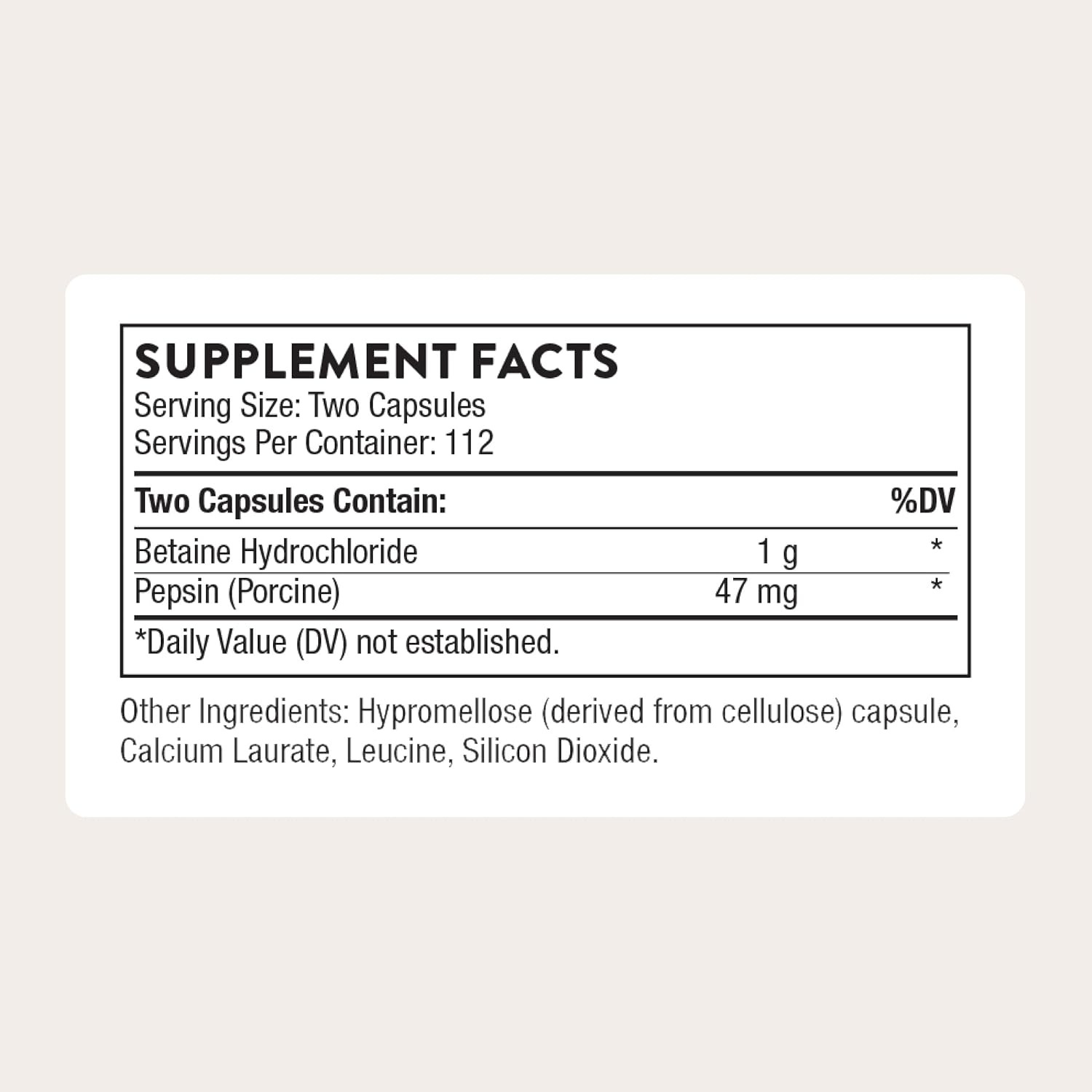 Thorne Betaine HCL & Pepsin | Digestive Enzyme Support | 225 Capsules thumbnail 5