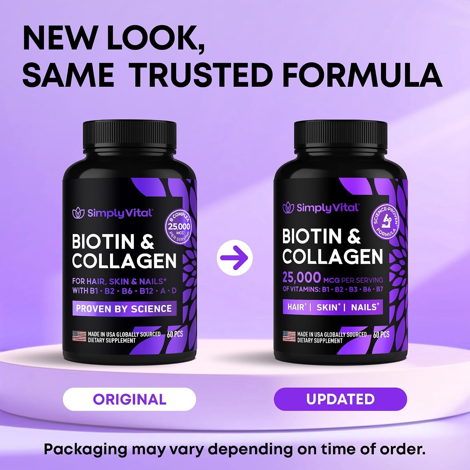 Biotin 5000mcg with Keratin & Collagen | Hair, Skin & Nails | 60 Capsules thumbnail 4