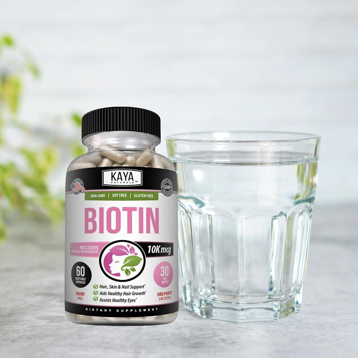 Kaya Naturals Biotin 1000mcg | Hair, Skin & Nail Support | 60 Count thumbnail 4