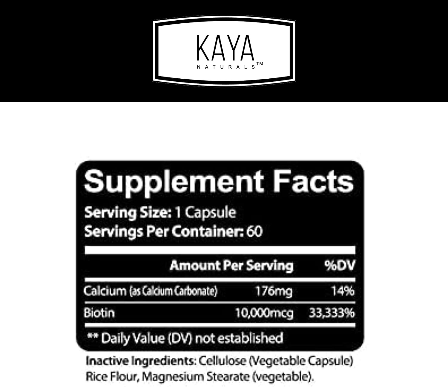 Kaya Naturals Biotin 1000mcg | Hair, Skin & Nail Support | 60 Count thumbnail 7
