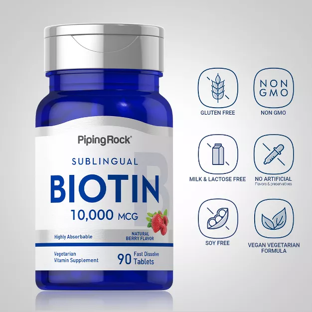 Piping Rock Biotin 10000mcg Fast Dissolve Tablets | 90 Count thumbnail 4