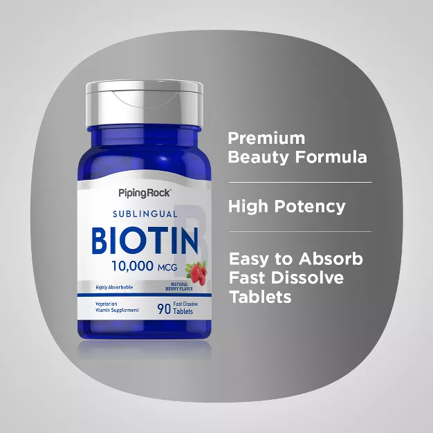 Piping Rock Biotin 10000mcg Fast Dissolve Tablets | 90 Count thumbnail 5