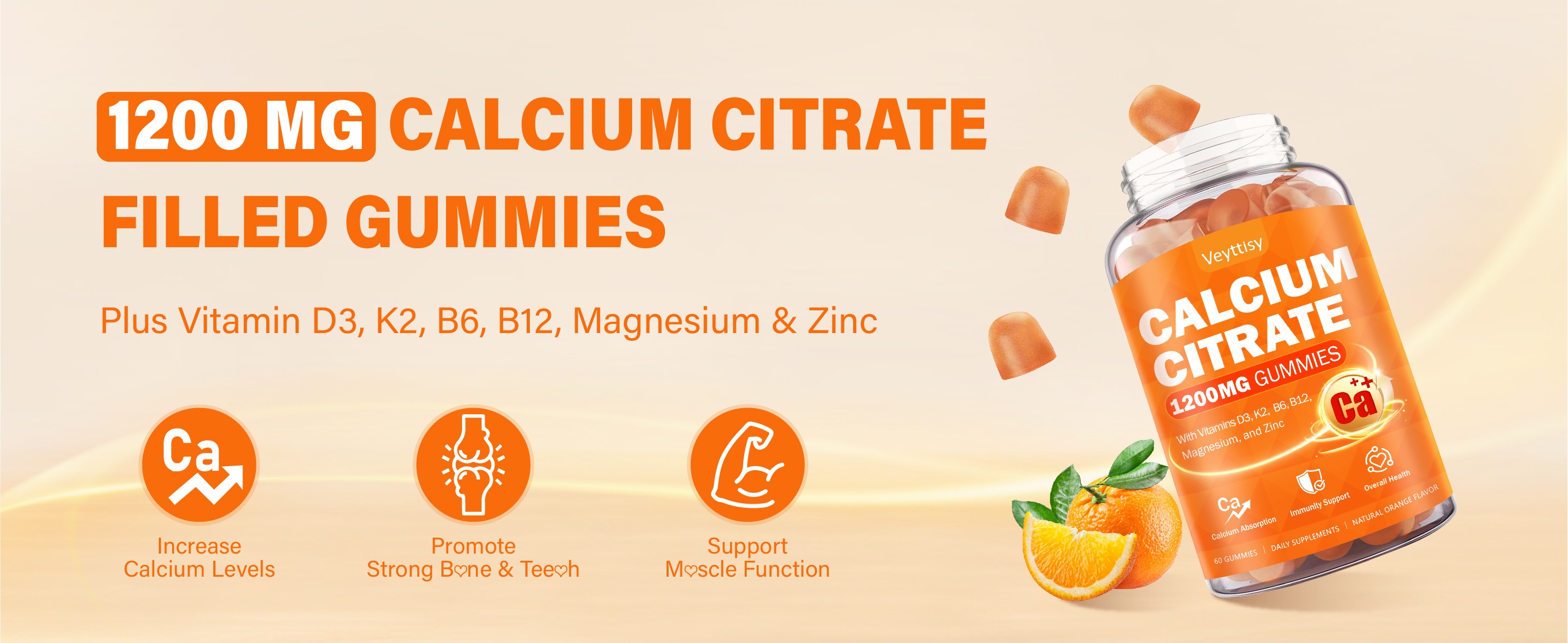 Calcium 1200mg with Vitamin D3 Gummies | Adult Calcium Supplement thumbnail 7