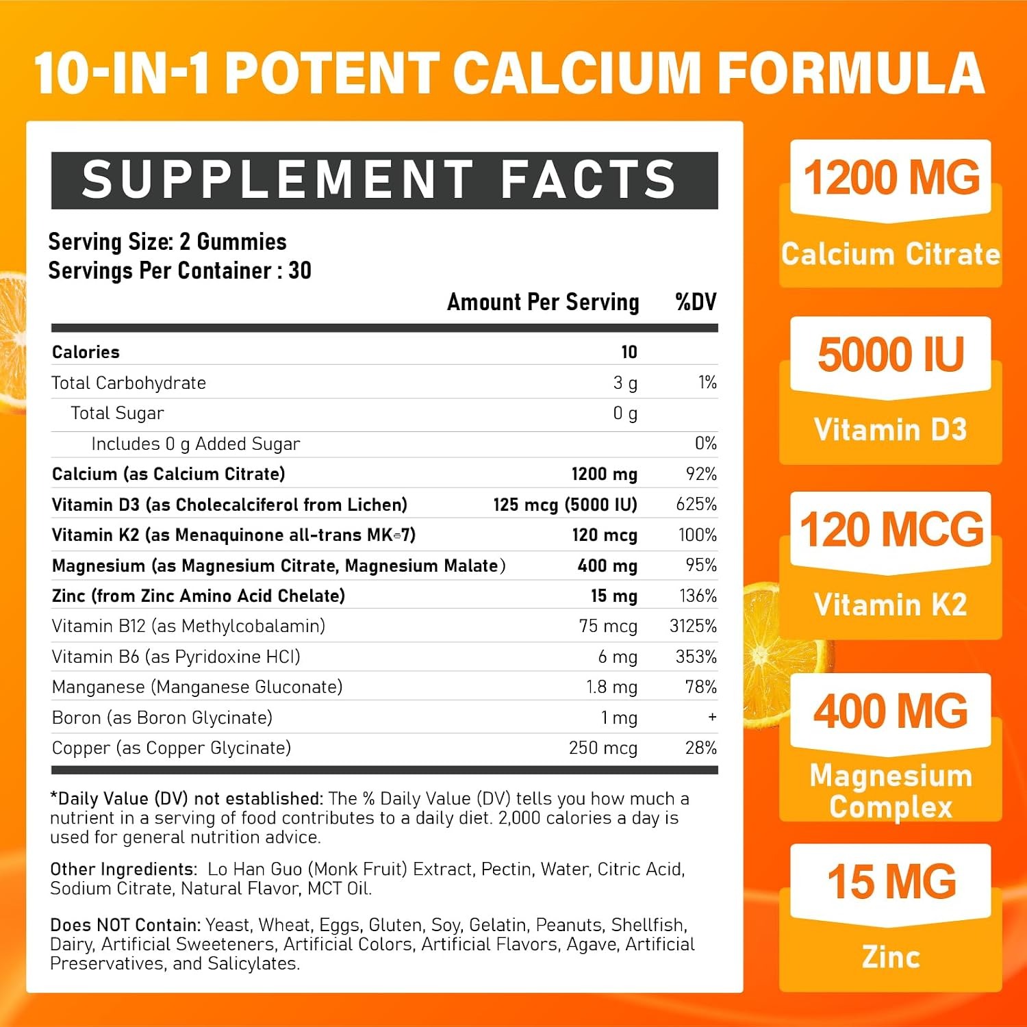 Calcium 1200mg with Vitamin D3 Gummies | Adult Calcium Supplement thumbnail 4