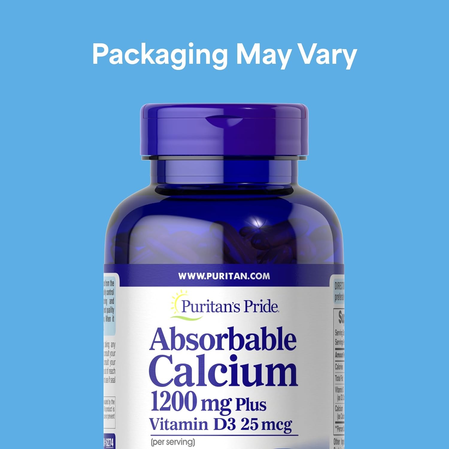 Puritan's Pride Absorbable Calcium with Vitamin D3 | 1,200mg | 200 Softgels thumbnail 3