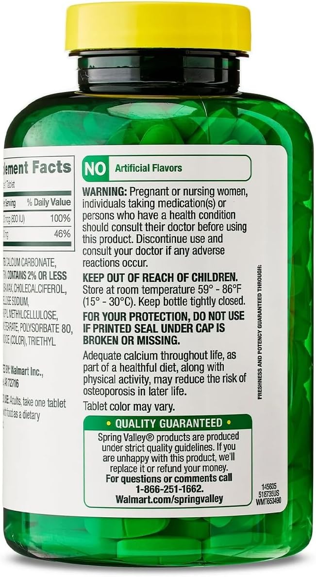Spring Valley Calcium 600mg + Vitamin D3 20mcg | 250 Tablets thumbnail 5