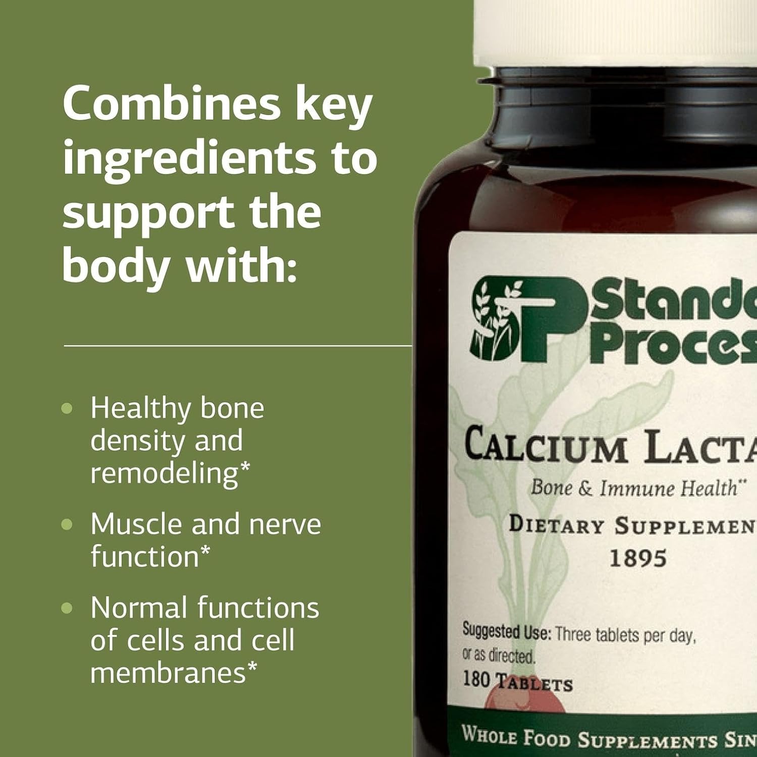Standard Process Calcium Lactate | Bone & Immune Support | 180 Tablets thumbnail 3