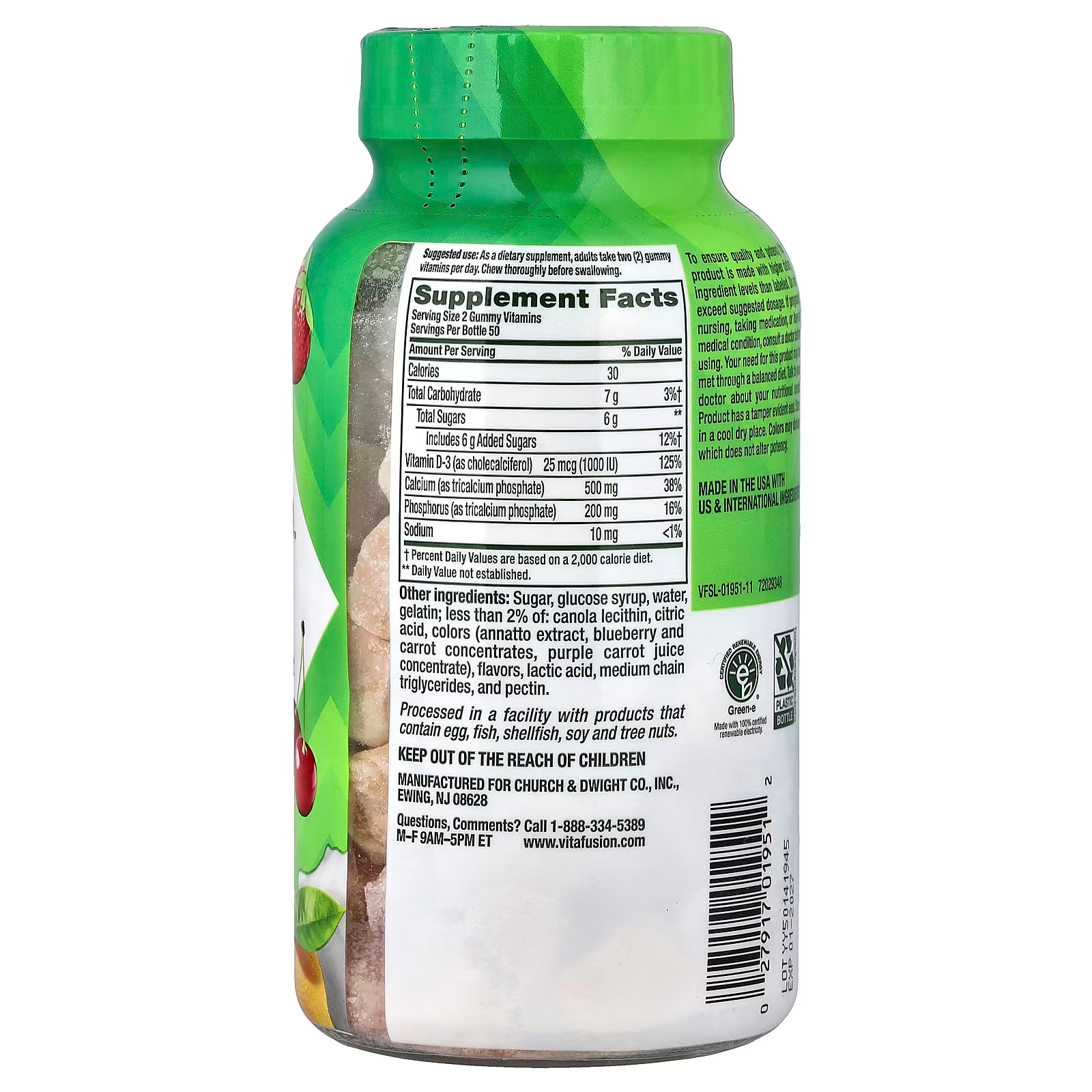 Vitafusion Calcium Gummies | Fruit & Cream Flavor | 100 Gummies thumbnail 2