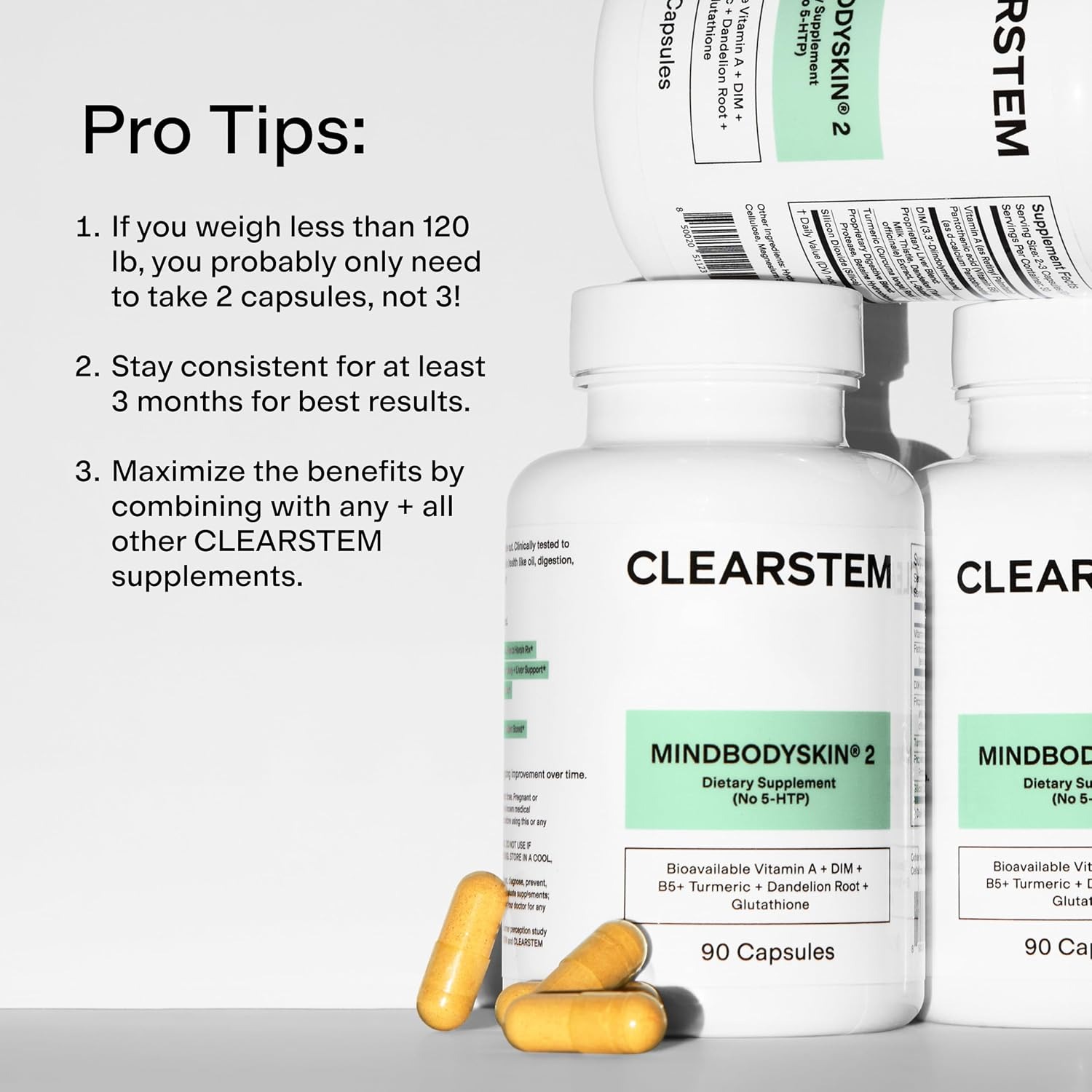 CLEARSTEM MindBodySkin Hormonal Acne Supplement | DIM | 90 Capsules thumbnail 4