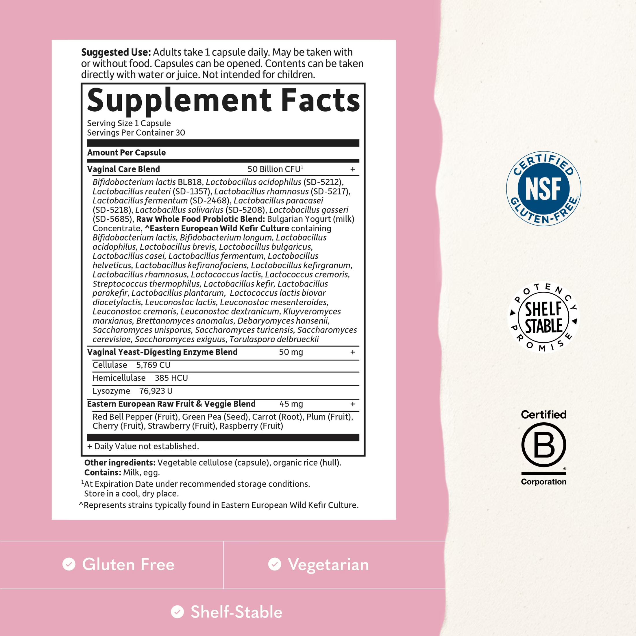 Garden of Life RAW Probiotics Vaginal Care | 30 Vegetarian Capsules thumbnail 2