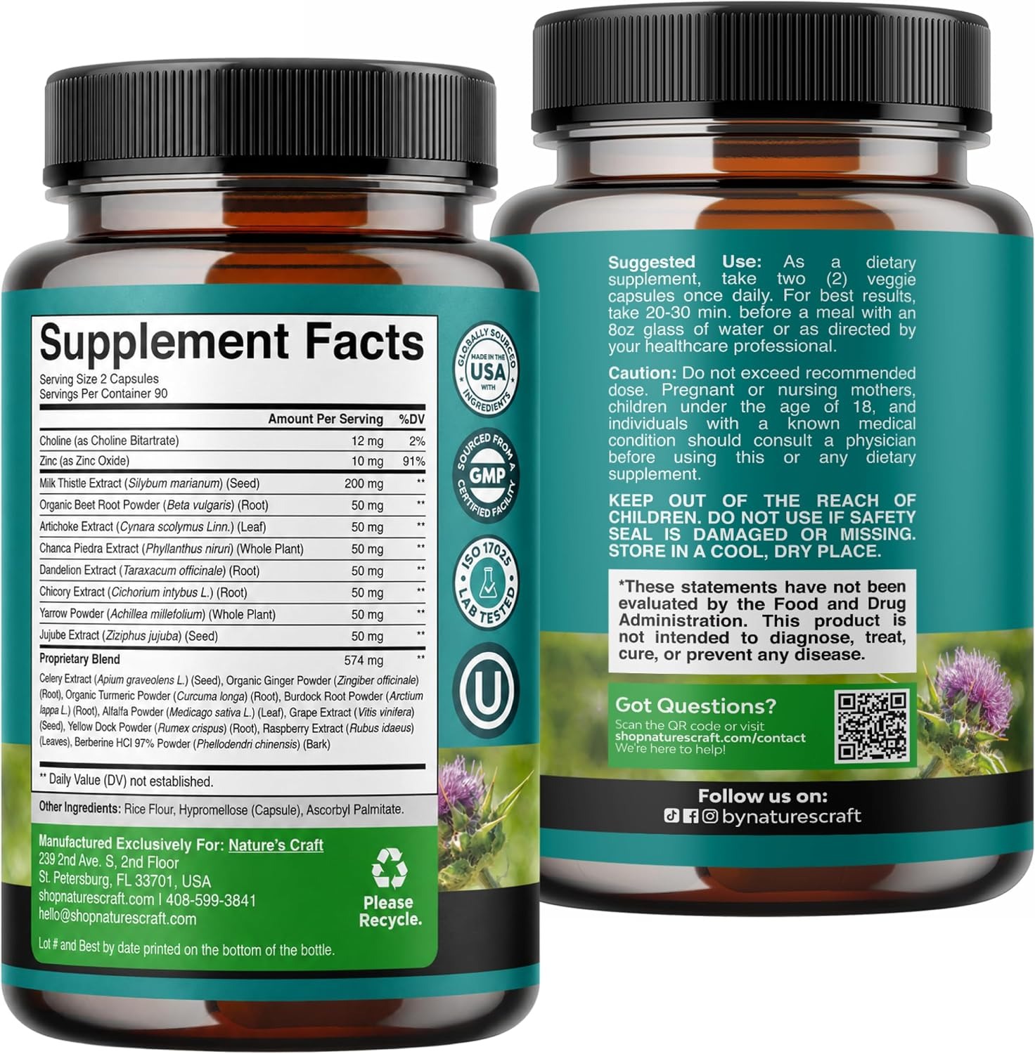 Nature'N Craft Liver Support with Milk Thistle | Herbal Wellness Supplement thumbnail 5