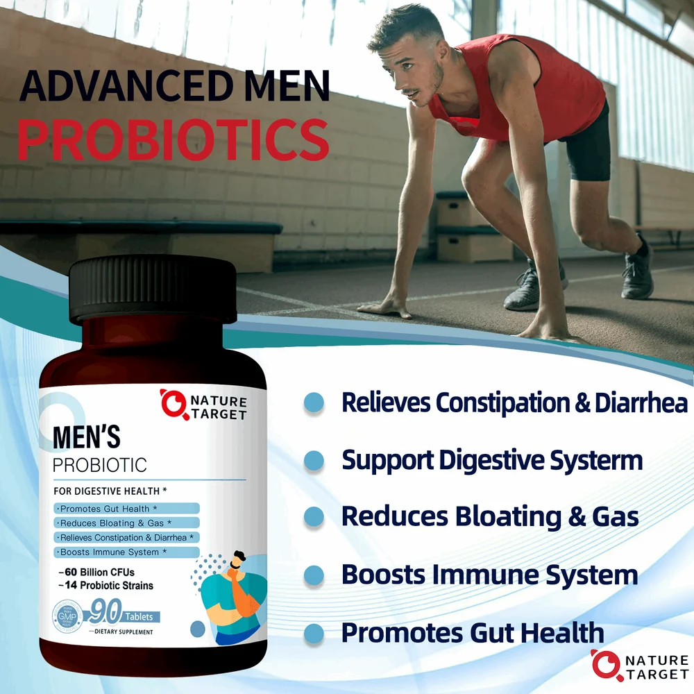 NATURE TARGET Probiotics for Men | 60 Billion CFU | 90 Veggie Tablets thumbnail 4