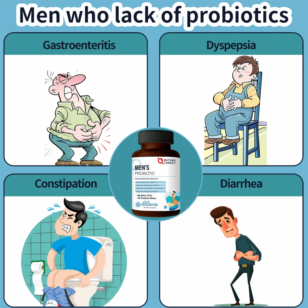 NATURE TARGET Probiotics for Men | 60 Billion CFU | 90 Veggie Tablets thumbnail 5