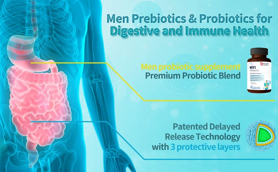 NATURE TARGET Probiotics for Men | 60 Billion CFU | 90 Veggie Tablets thumbnail 6