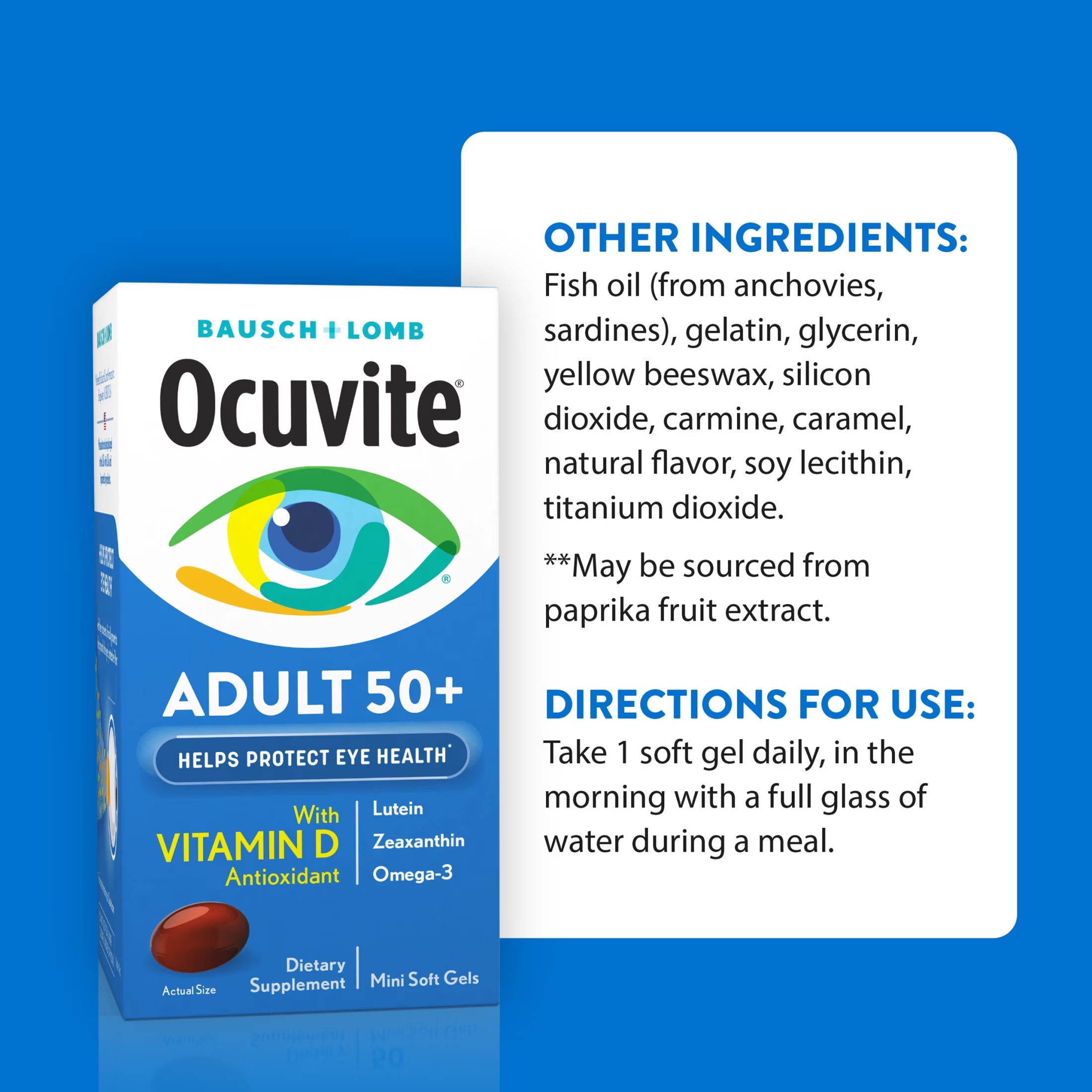 Ocuvite 50+ Eye Vitamins | Lutein, Zeaxanthin & Omega-3 | 50 Softgels thumbnail 6