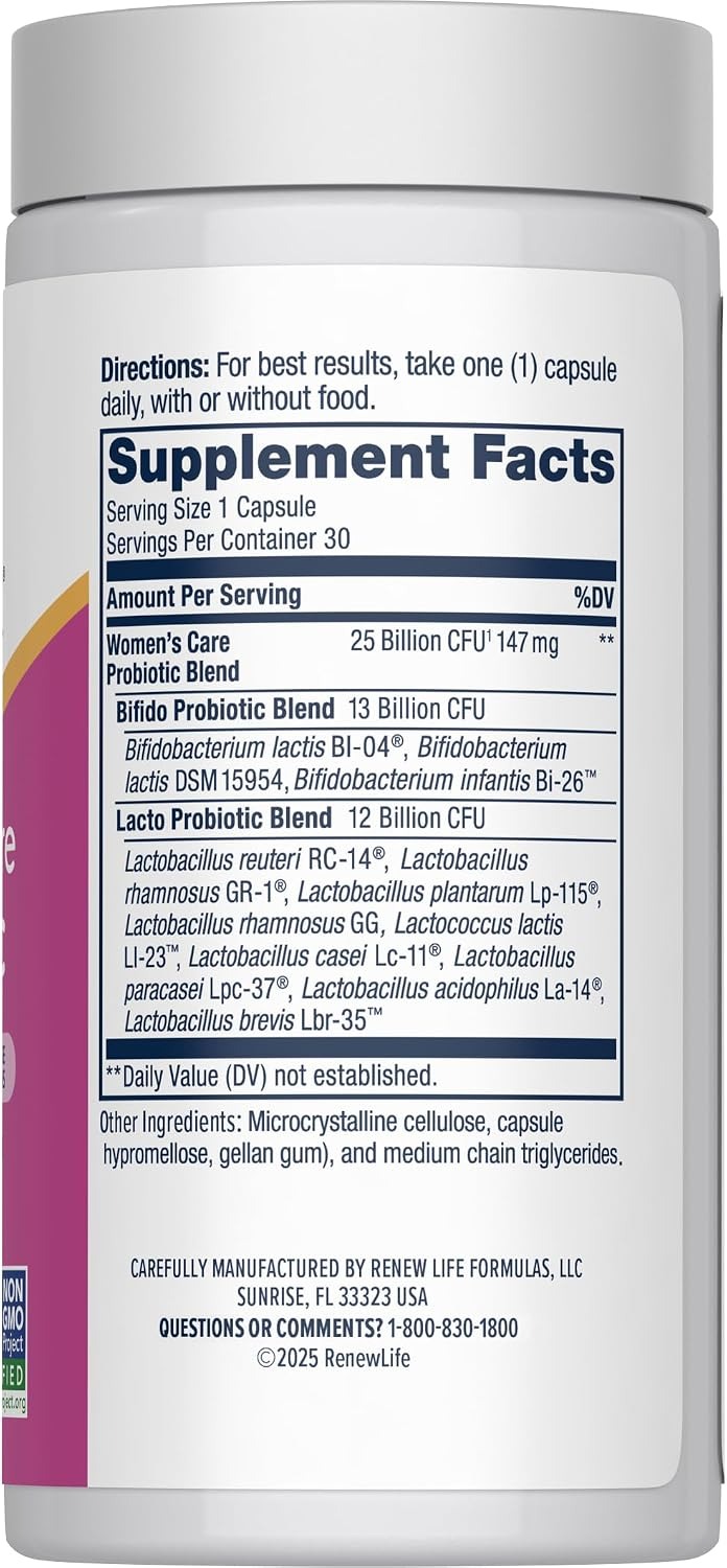 Renew Life Women’s Probiotic | 25 Billion CFU | 30 Vegetarian Capsules thumbnail 2
