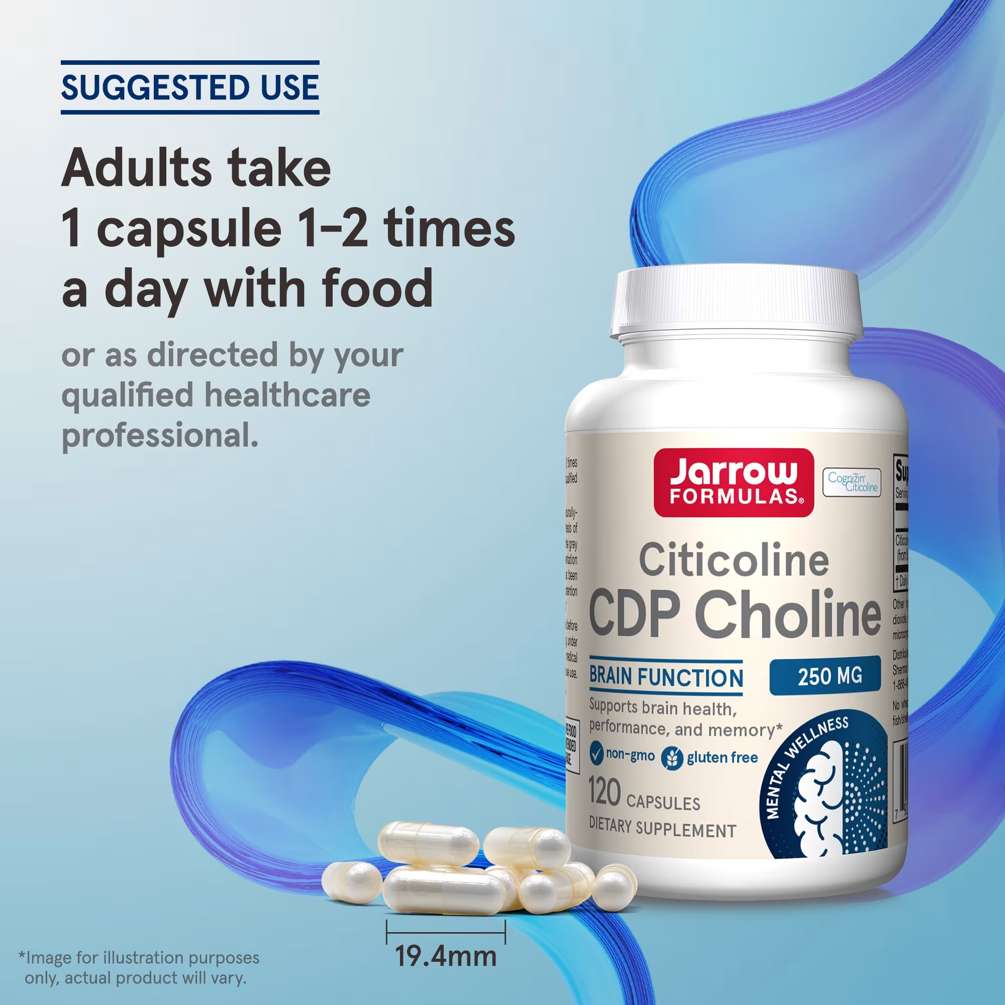 Jarrow Formulas Citicoline CDP Choline 250mg | 120 Capsules thumbnail 5