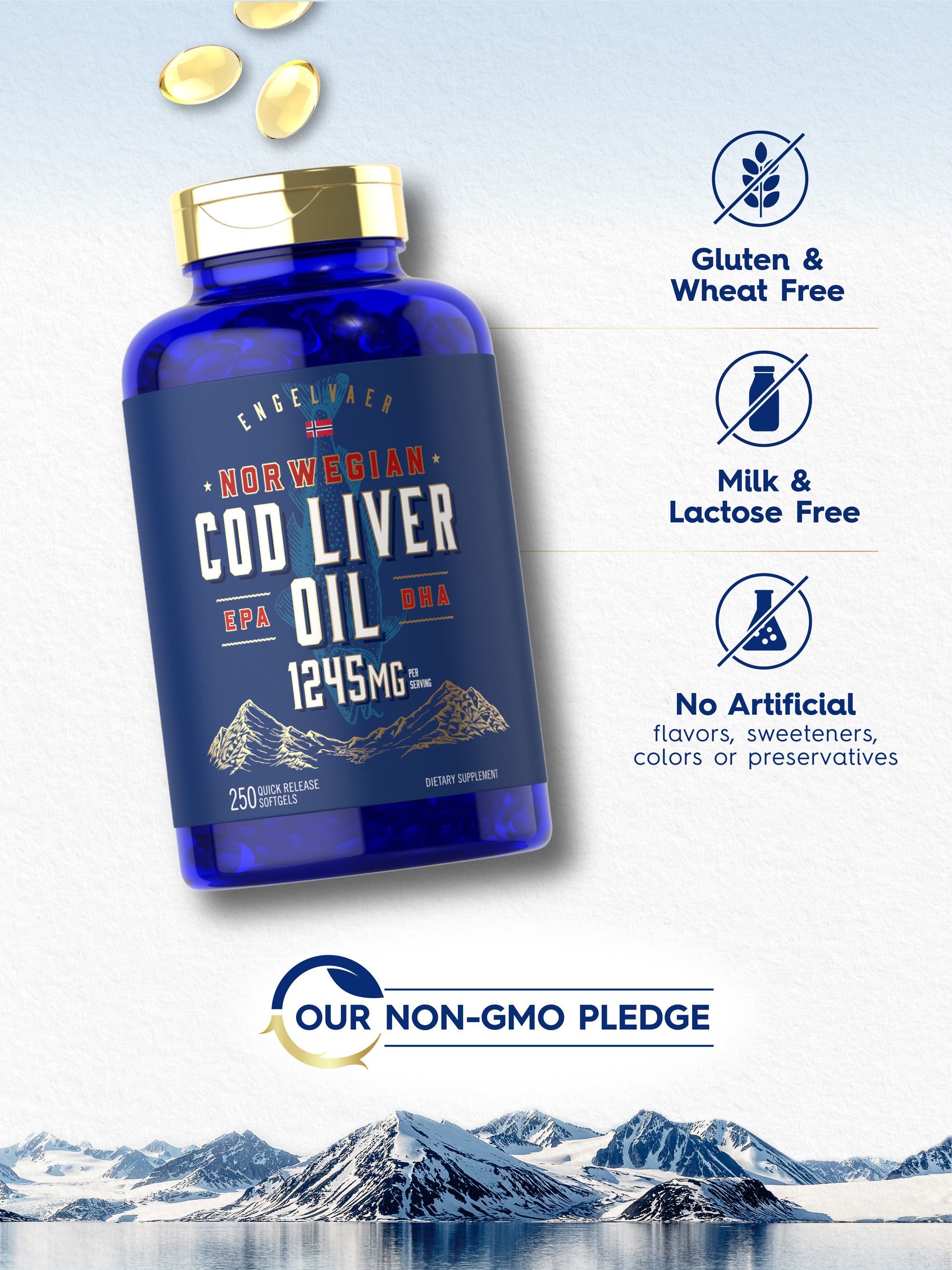 Carlyle Cod Liver Oil Softgels 1245mg | Norwegian Cod Liver Oil | 250 Count thumbnail 3