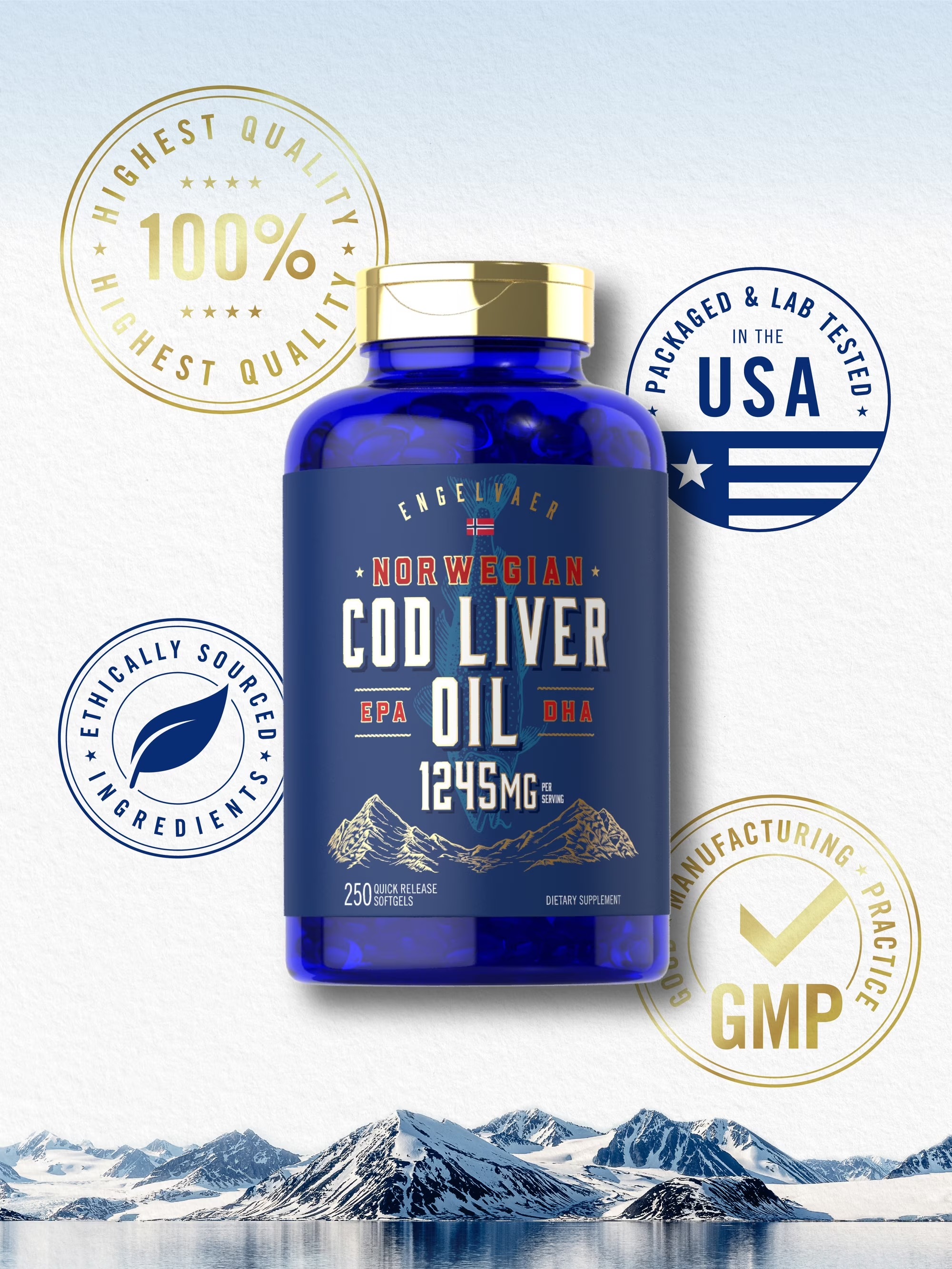 Carlyle Cod Liver Oil Softgels 1245mg | Norwegian Cod Liver Oil | 250 Count thumbnail 6