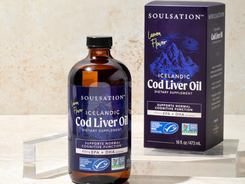 SOULSATION Icelandic Cod Liver Oil Liquid | Lemon | 16 oz | Vitamins A & D thumbnail 2